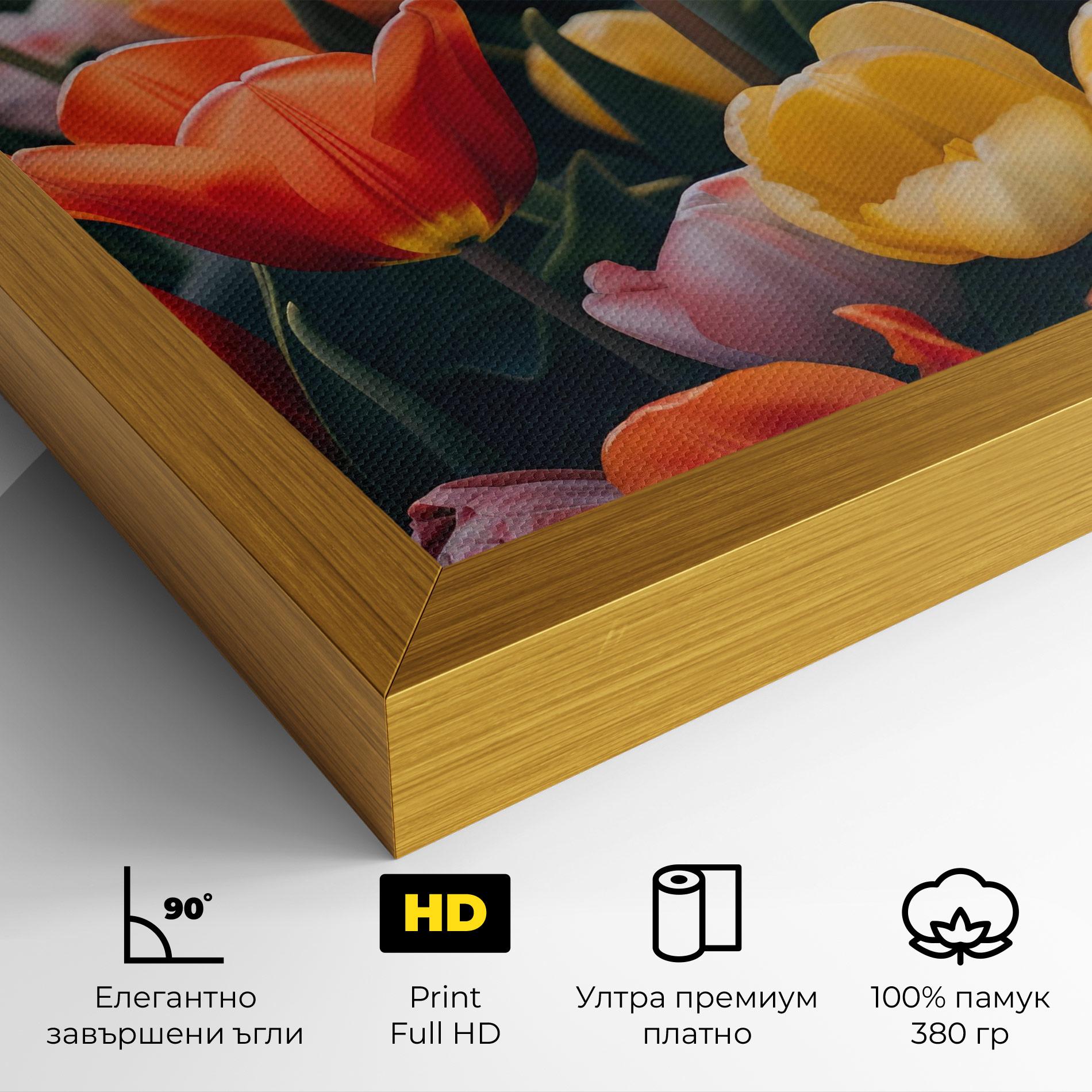 Картина на платно Orange Yellow Tulips mockup 4