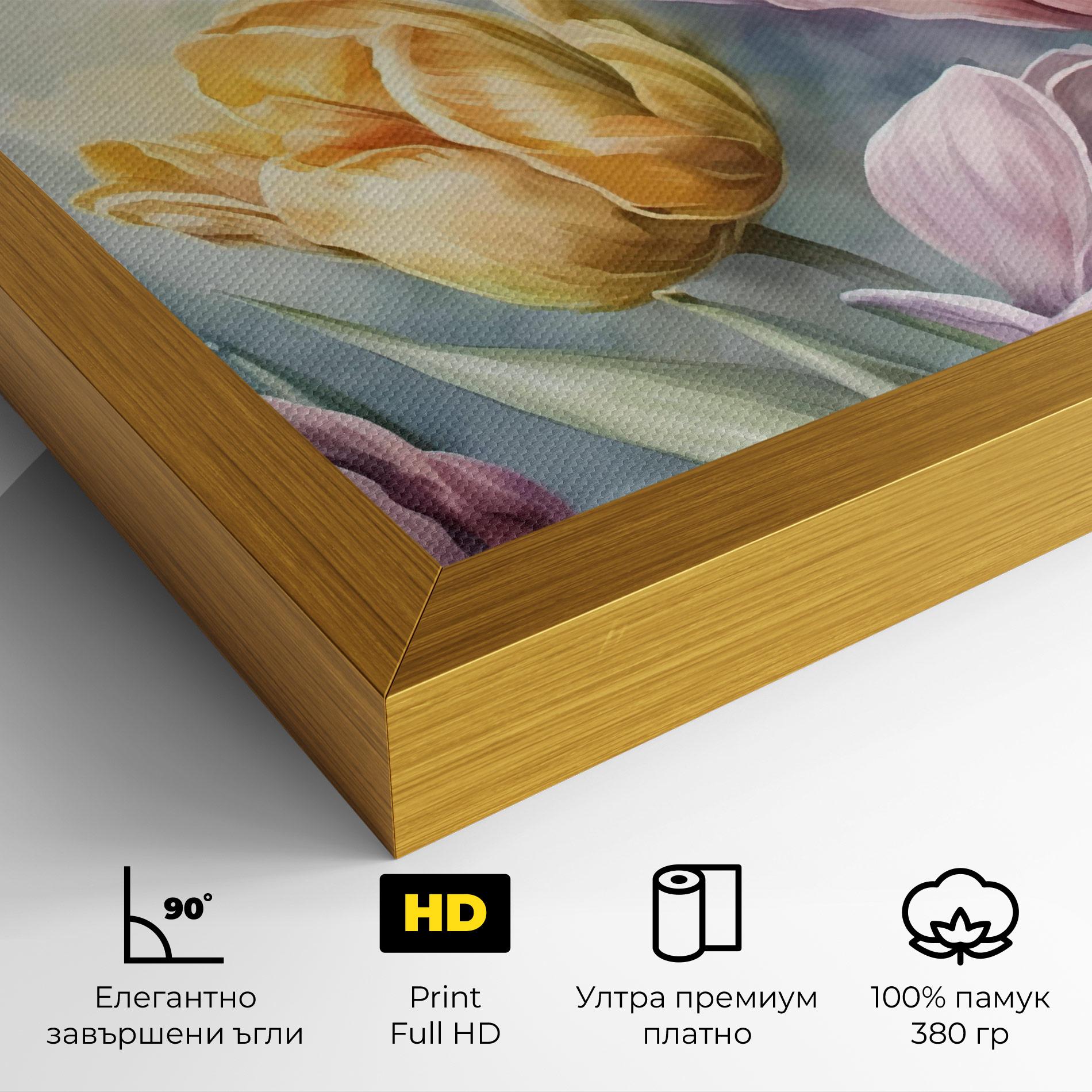 Картина на платно Pastel Tulips mockup 4