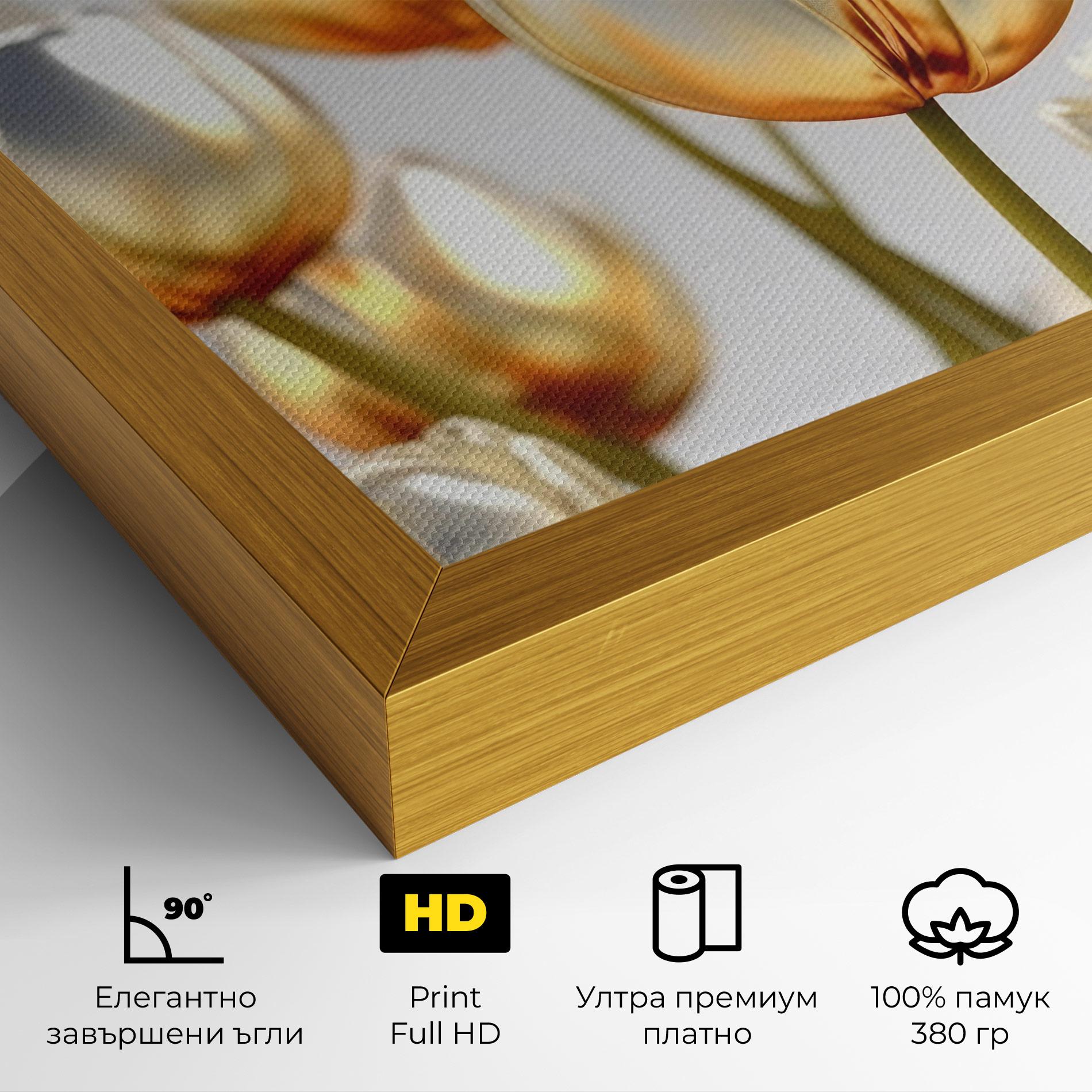 Картина на платно White Golden Tulips mockup 4