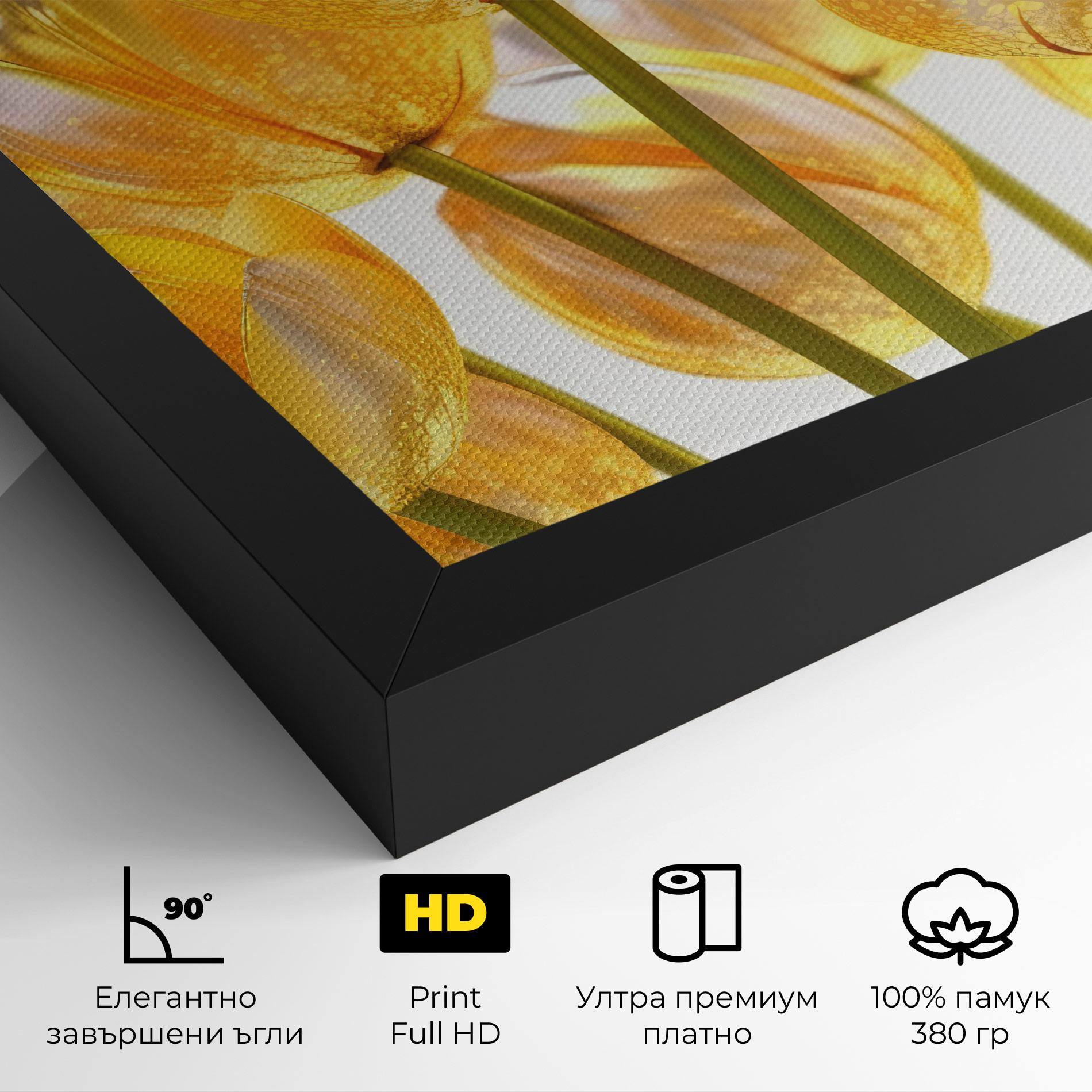 Картина на платно Gold White Tulips mockup 4