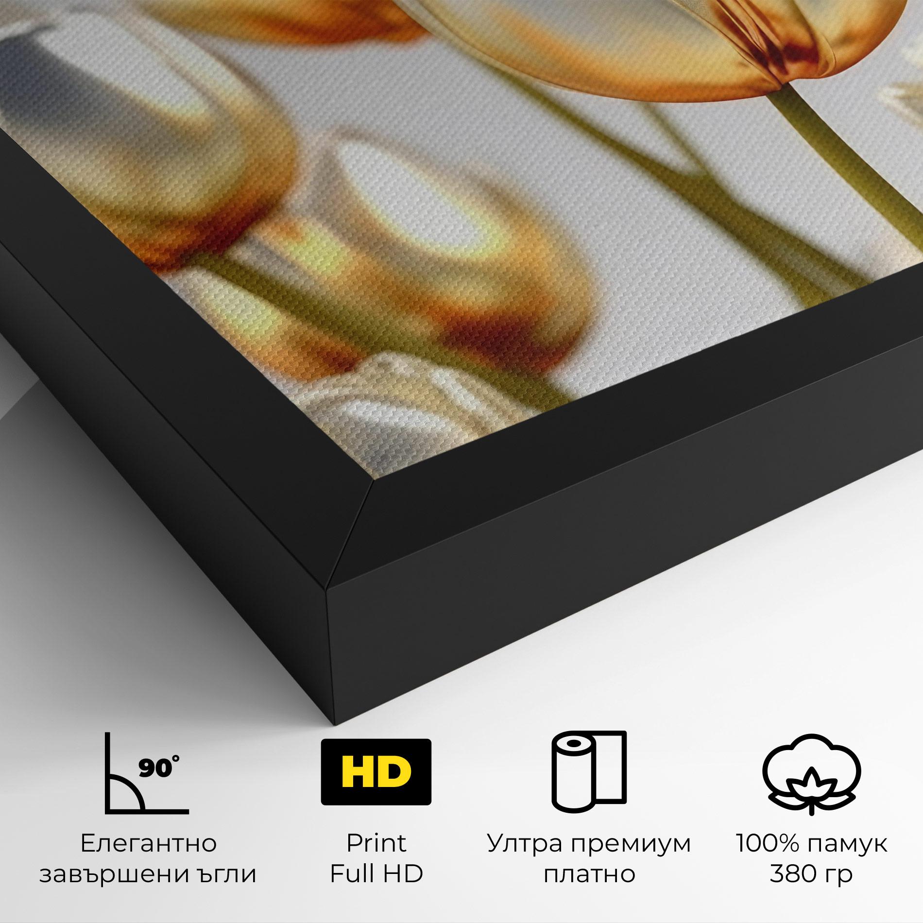 Картина на платно White Golden Tulips mockup 4