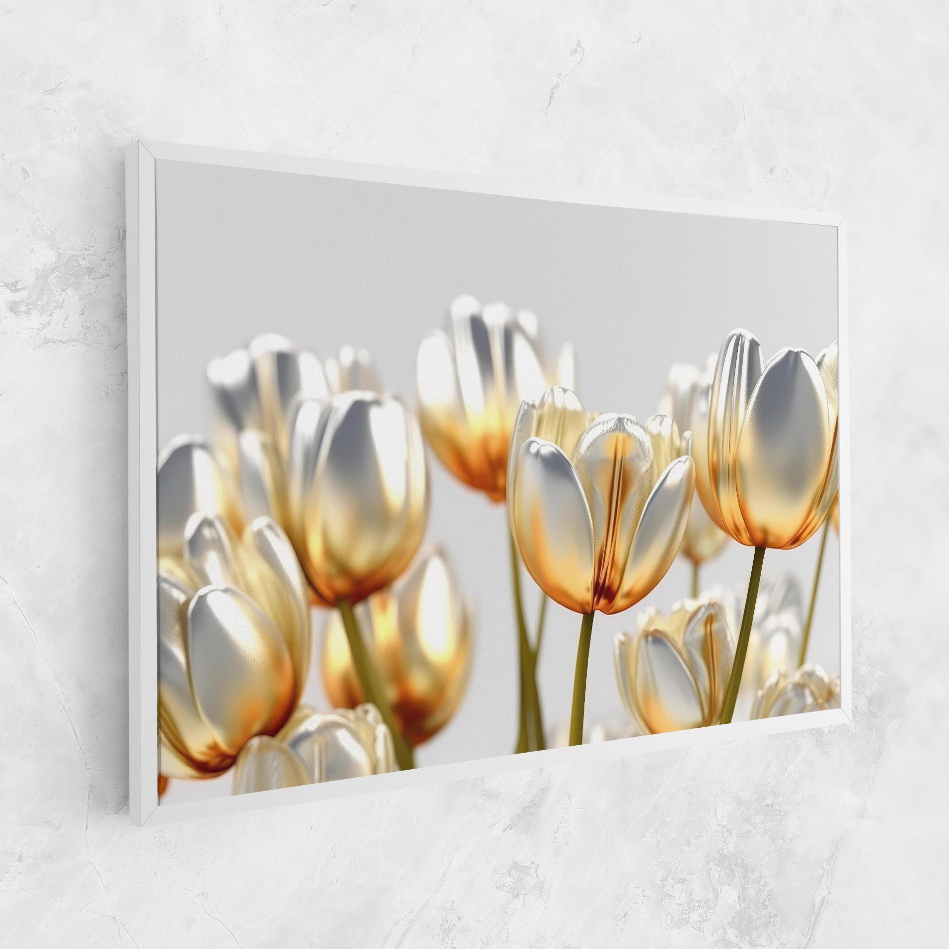 Картина на платно White Golden Tulips mockup 1