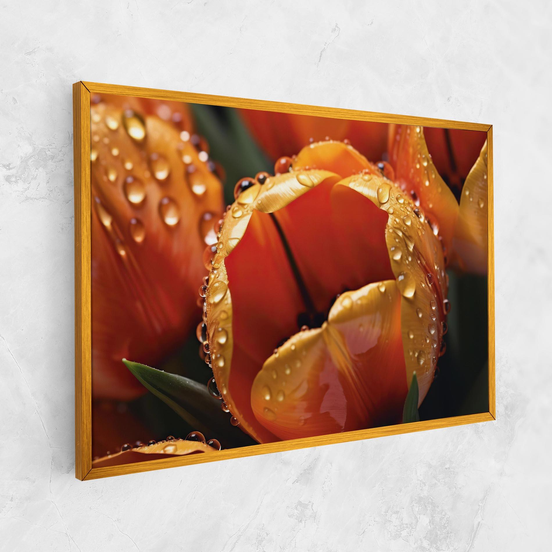 Картина на платно Orange Tulip Water Drops mockup 1
