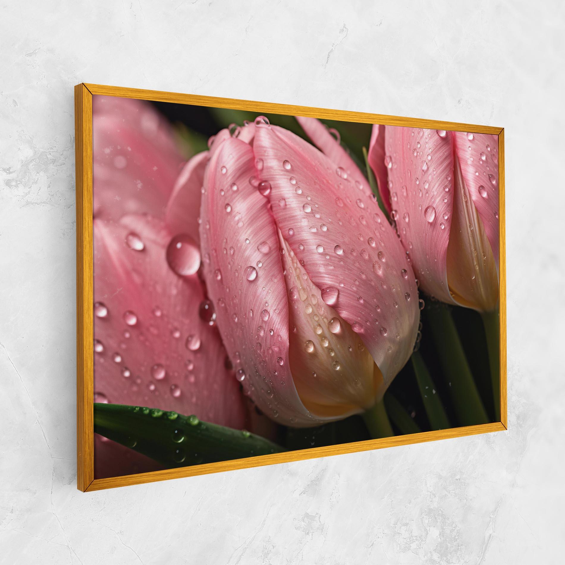 Картина на платно Pink Tulip With Drops mockup 1