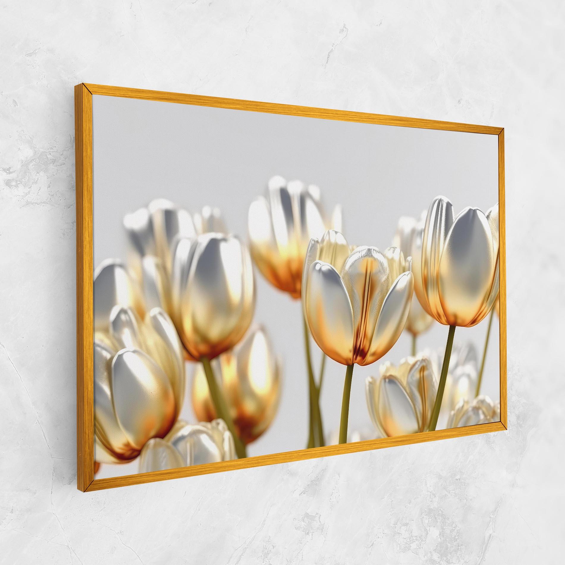 Картина на платно White Golden Tulips mockup 1