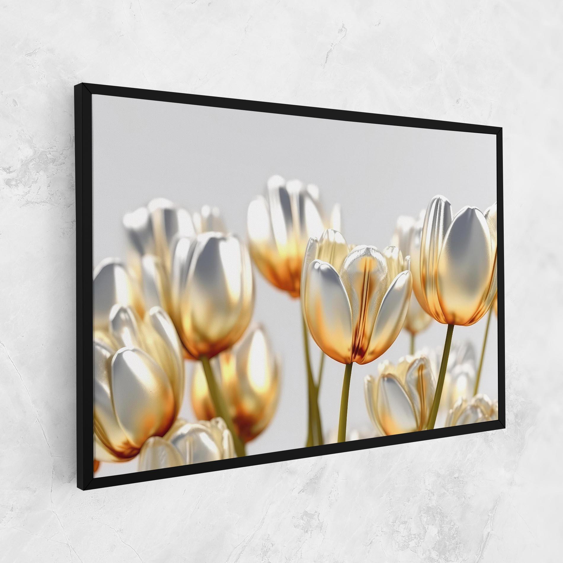 Картина на платно White Golden Tulips mockup 1