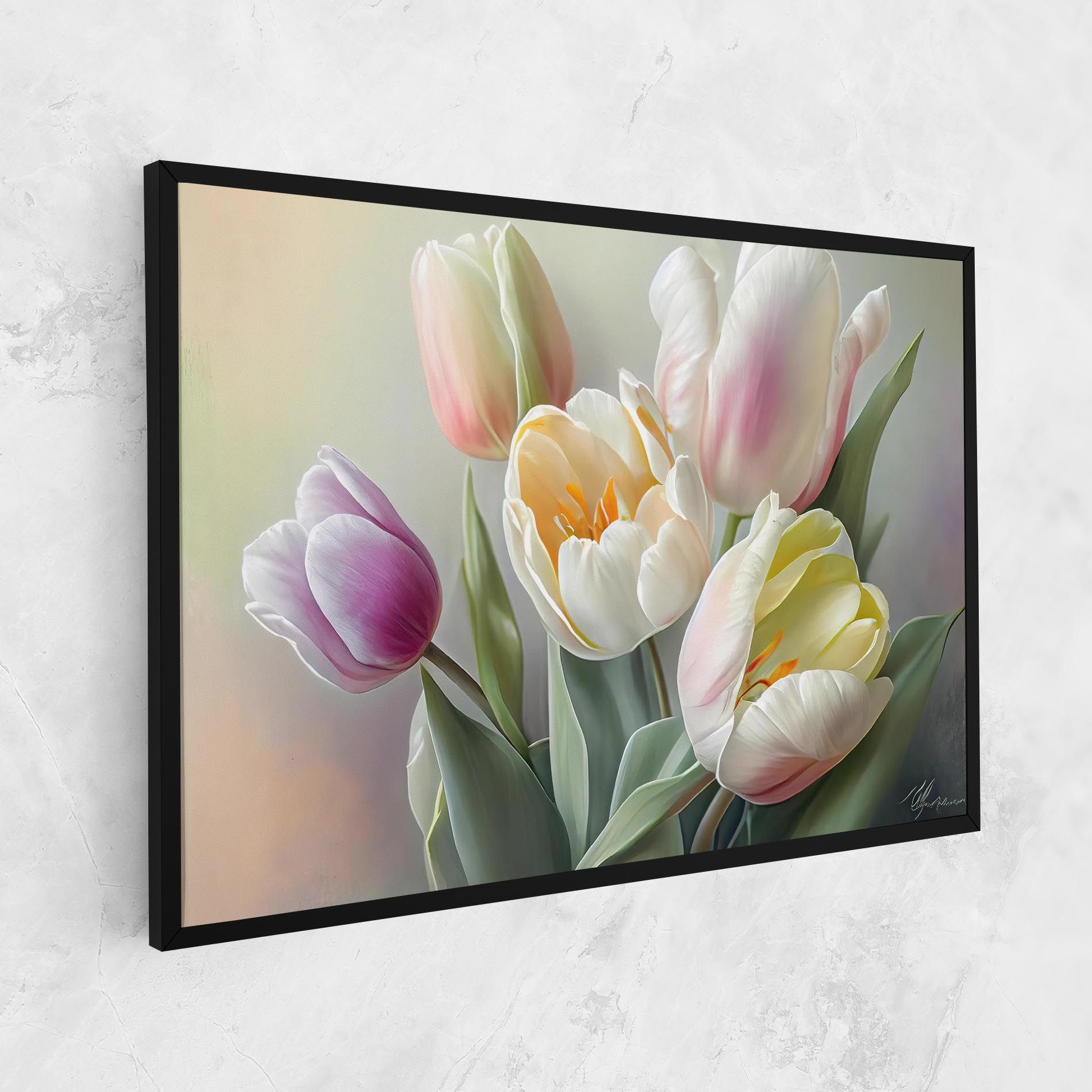 White Tulips Painting mockup 1