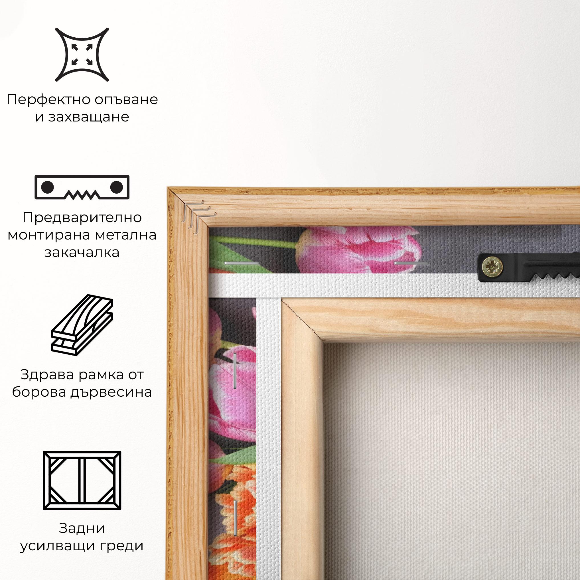 Картина на платно Light Orange Pink Tulips mockup 5