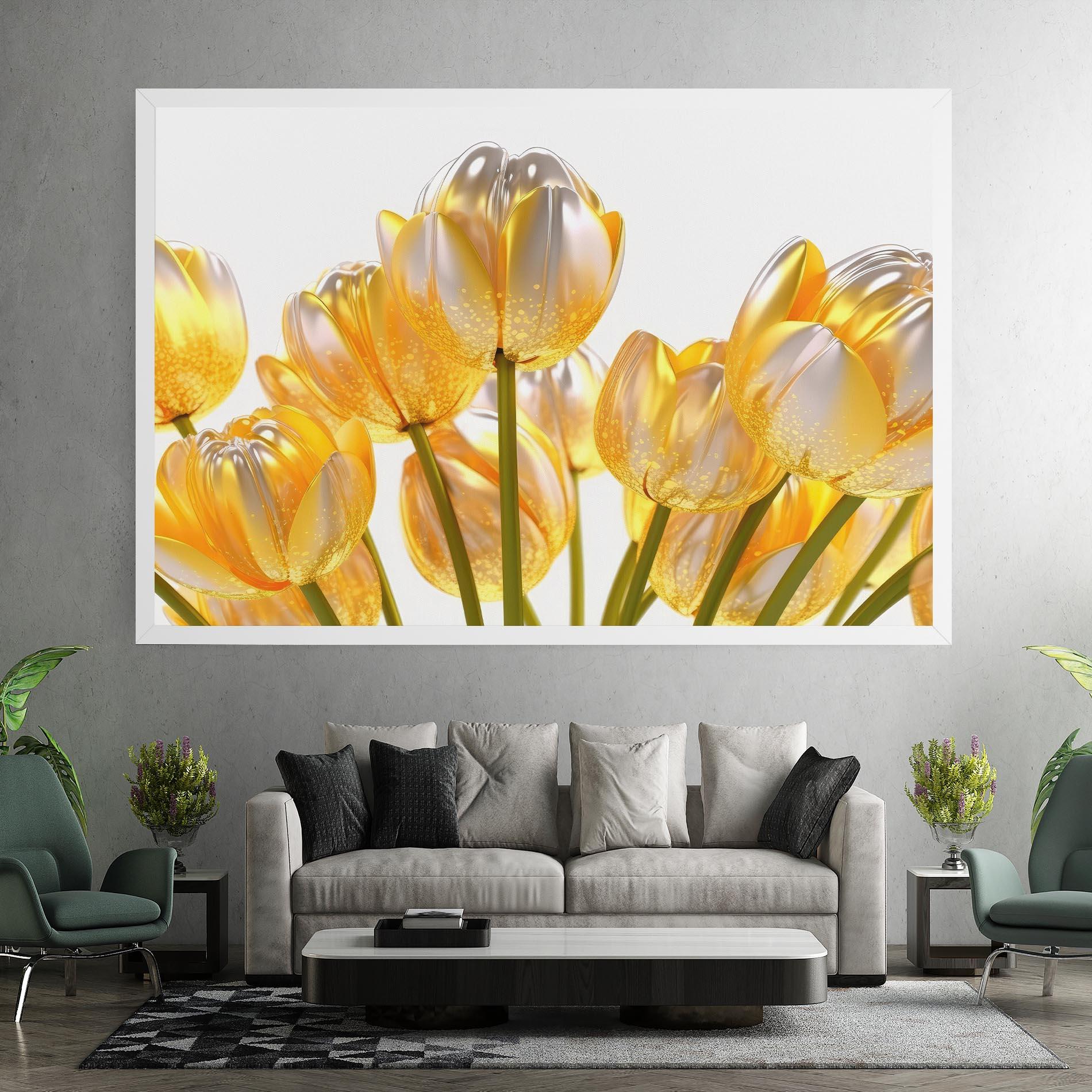Картина на платно Gold White Tulips mockup 7