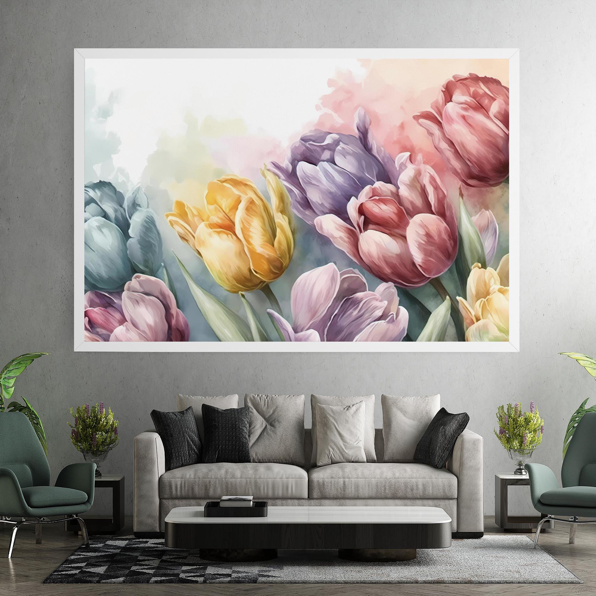 Картина на платно Pastel Tulips mockup 7