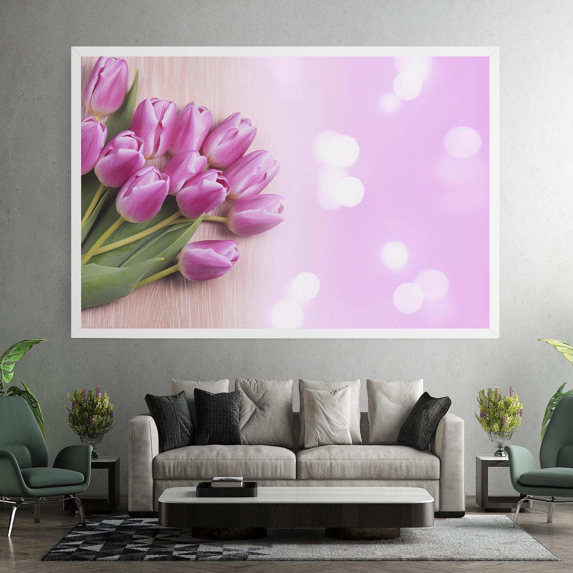 Картина на платно Pink Tulip Flowers mockup 7