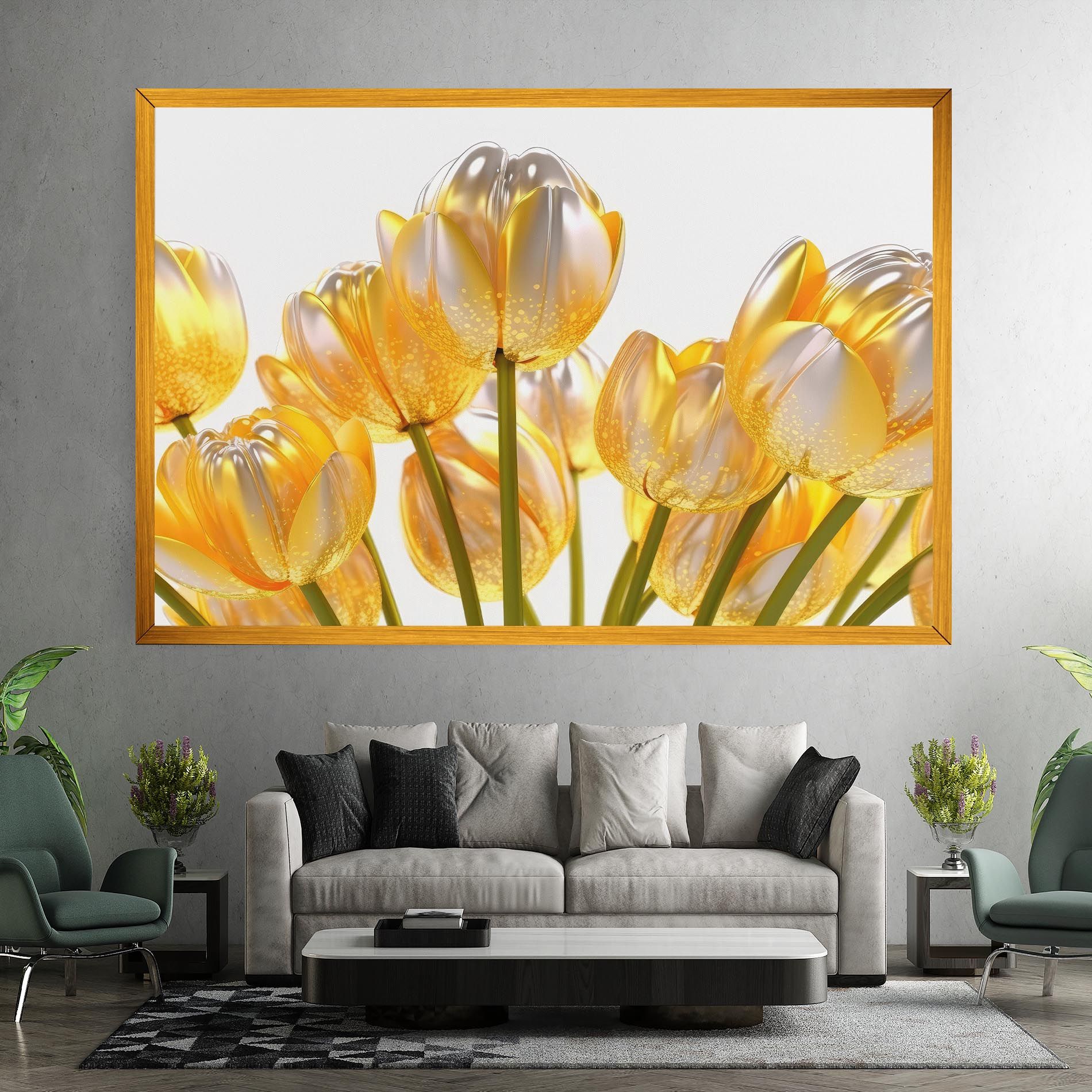 Gold White Tulips mockup 7