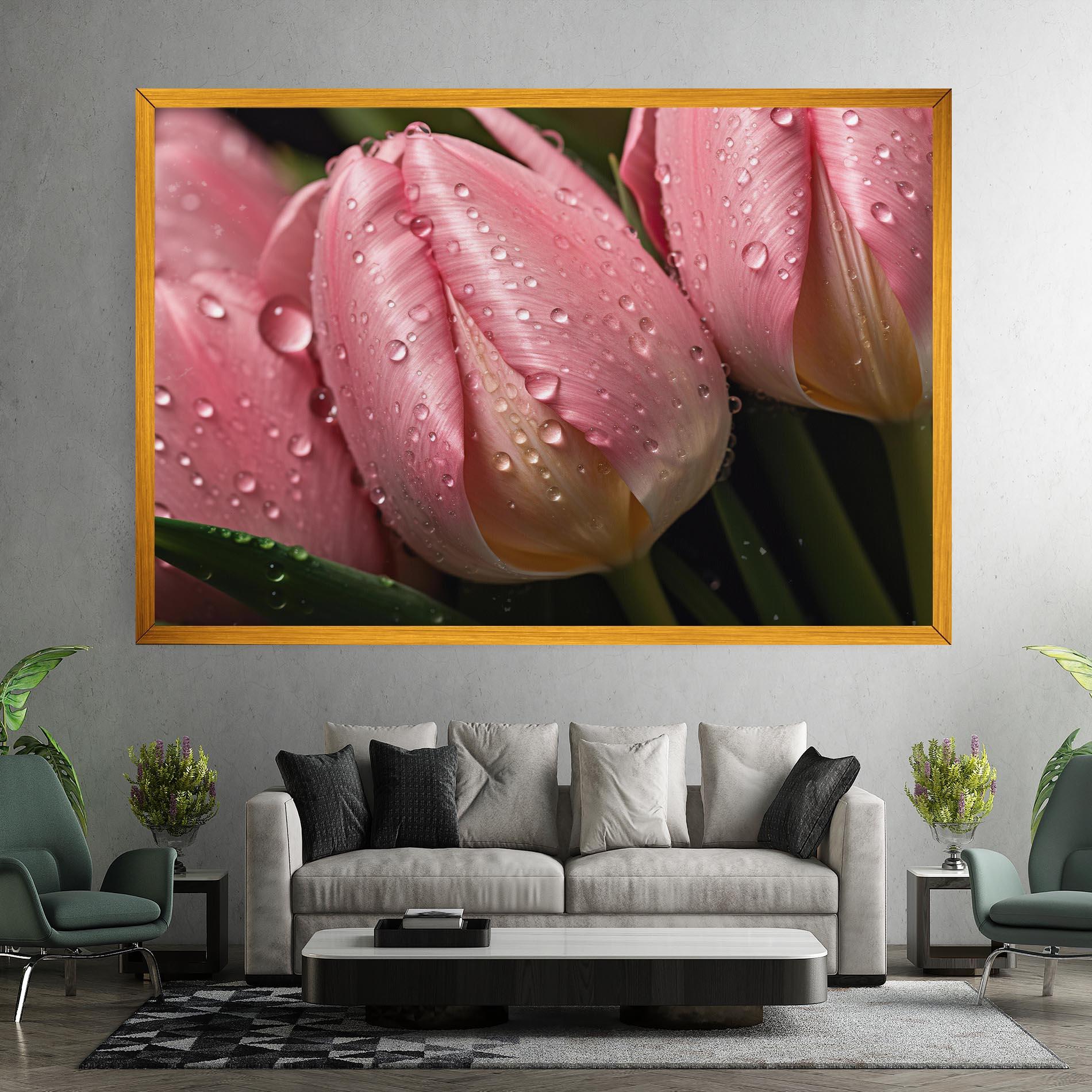 Картина на платно Pink Tulip With Drops mockup 7