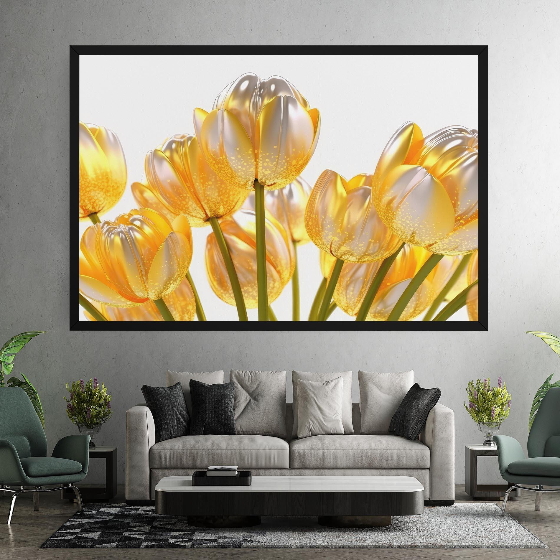 Картина на платно Gold White Tulips mockup 7
