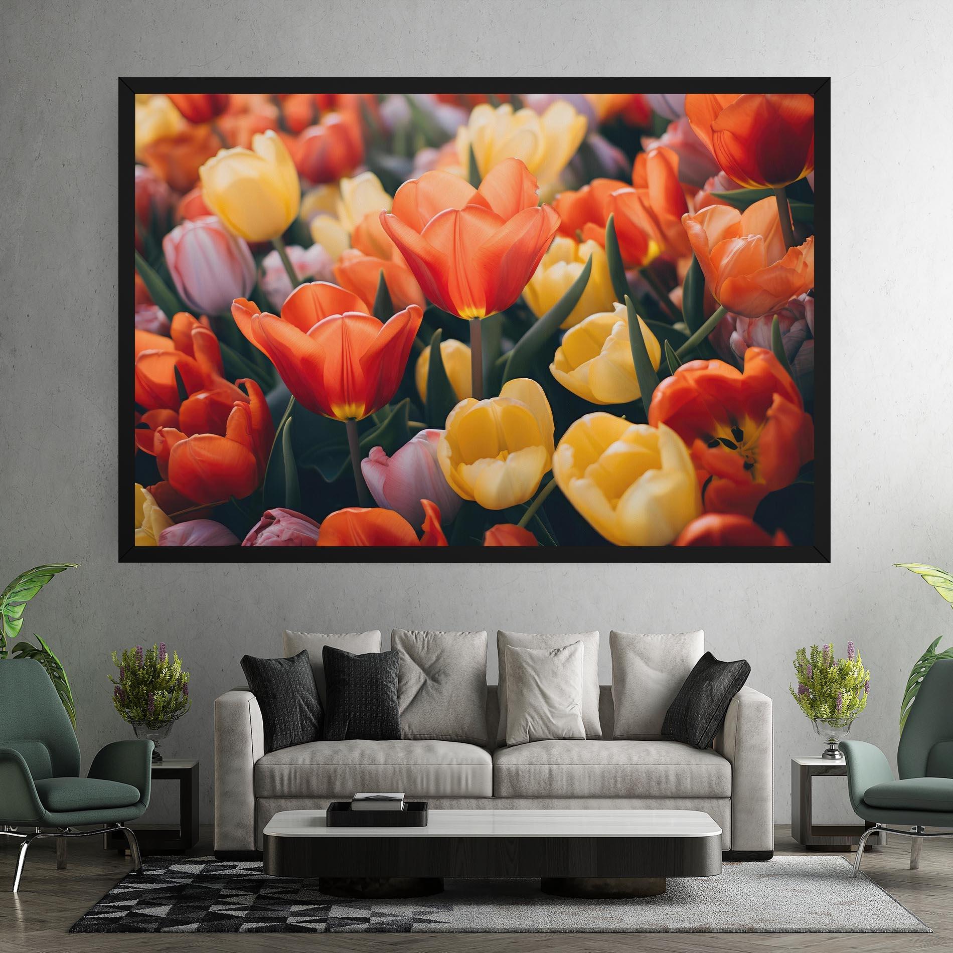 Картина на платно Orange Yellow Tulips mockup 7