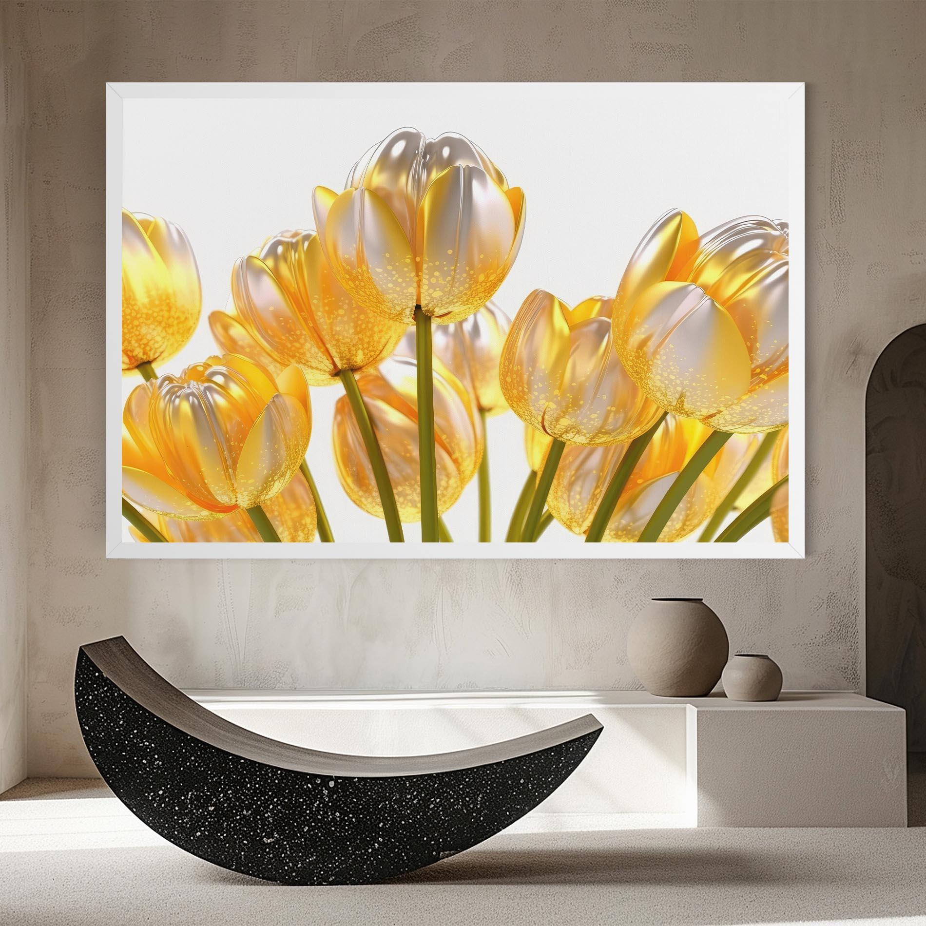 Картина на платно Gold White Tulips mockup 8