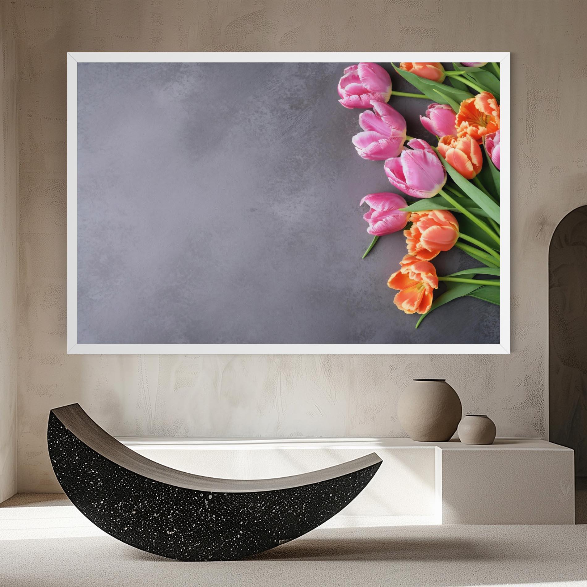 Картина на платно Light Orange Pink Tulips mockup 8