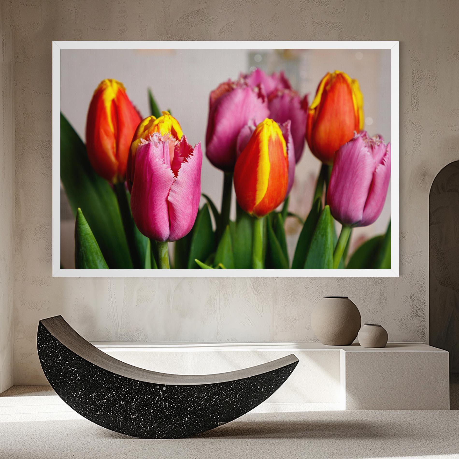 Картина на платно Pink Orange Tulips mockup 8