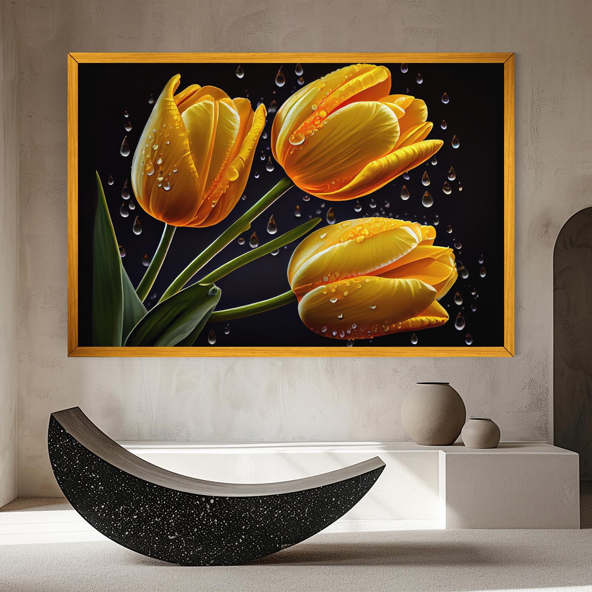 Картина на платно 3 Yellow Tulips mockup 8