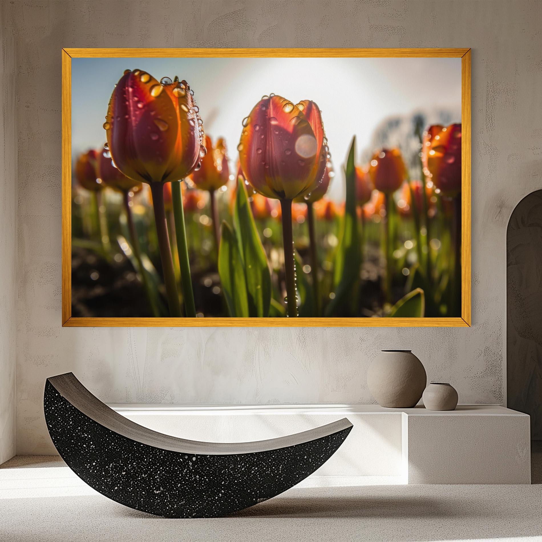 Картина на платно Orange Tulips After Rain mockup 8