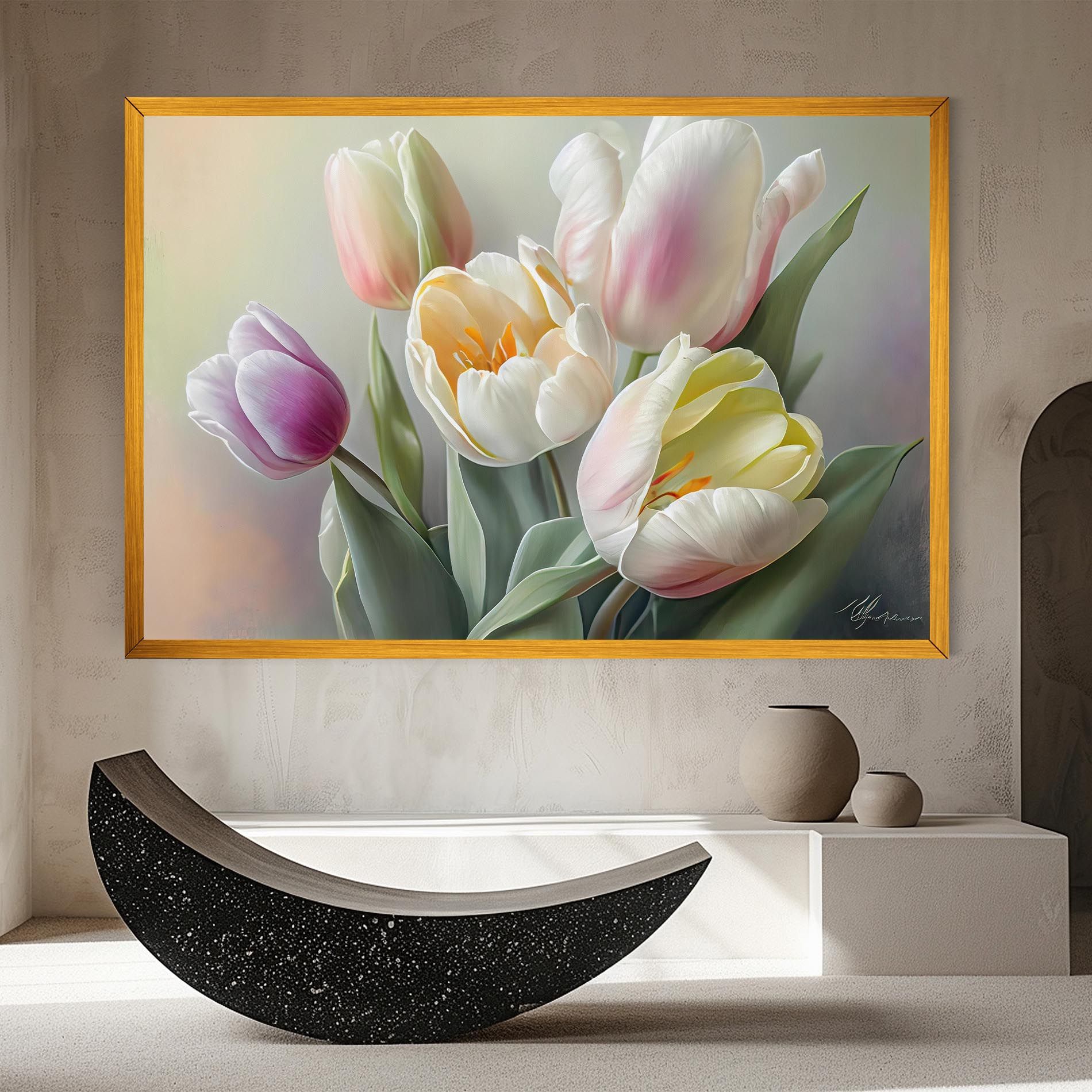 White Tulips Painting mockup 8