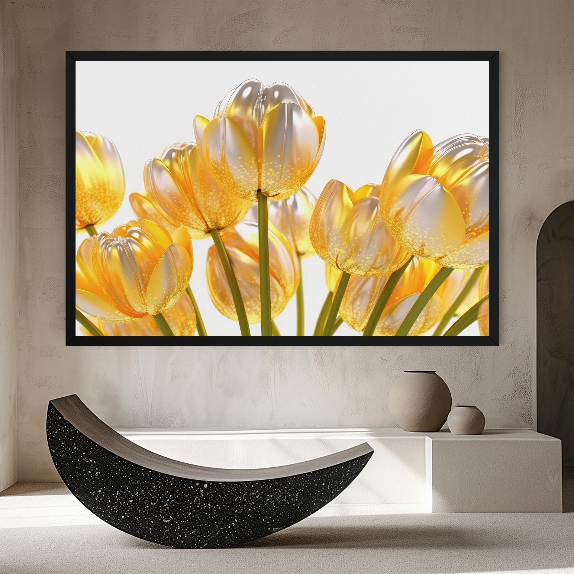 Картина на платно Gold White Tulips mockup 8