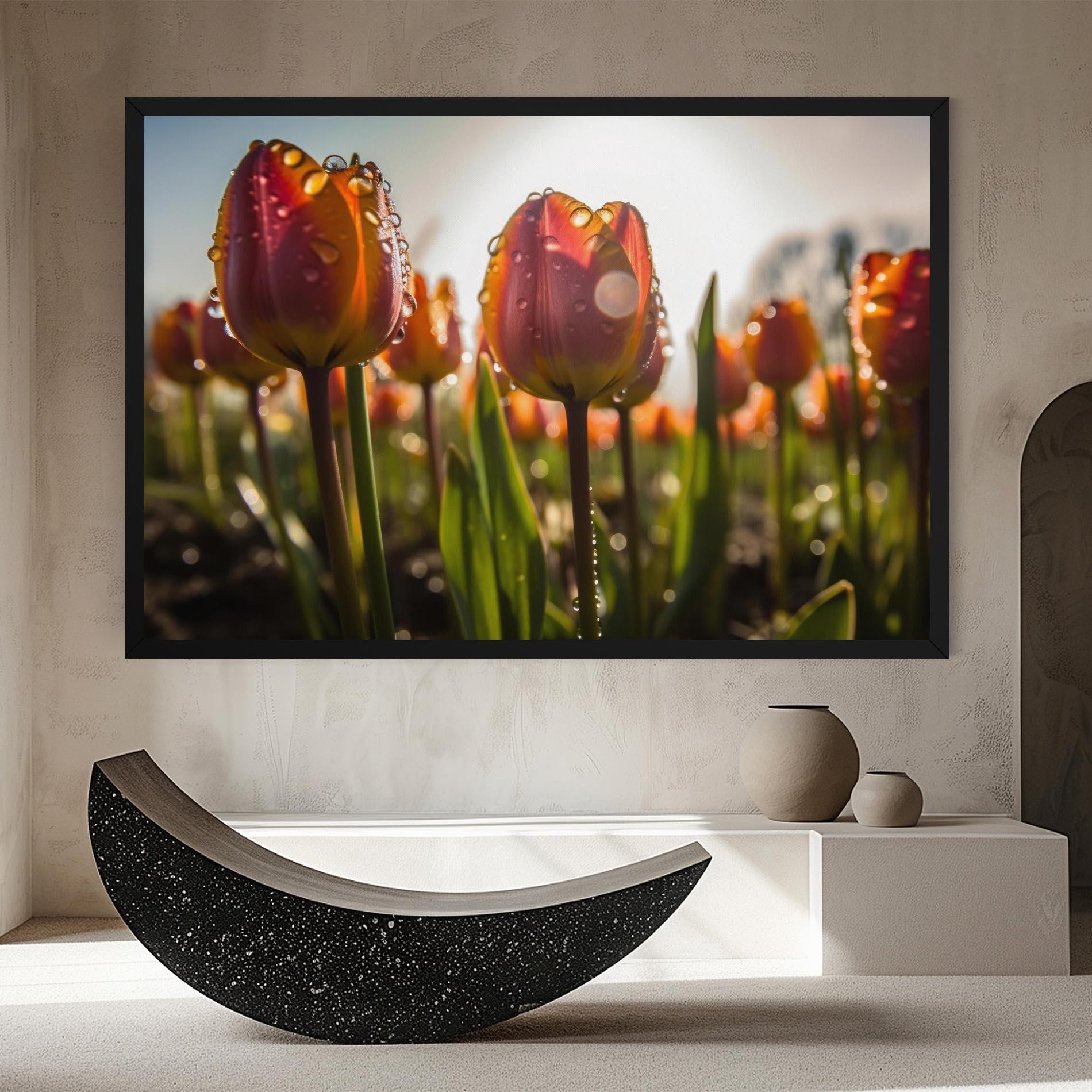 Картина на платно Orange Tulips After Rain mockup 8