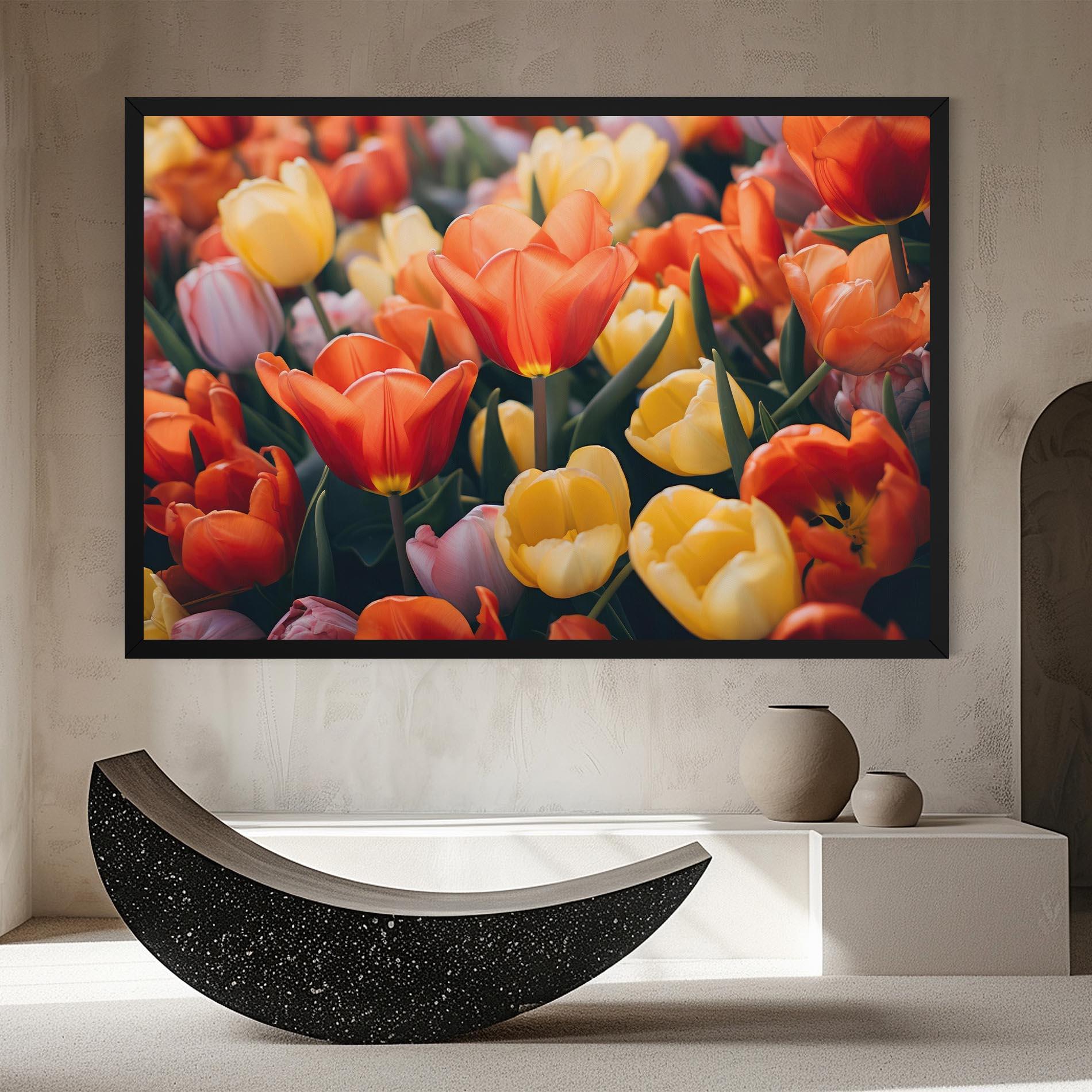Картина на платно Orange Yellow Tulips mockup 8