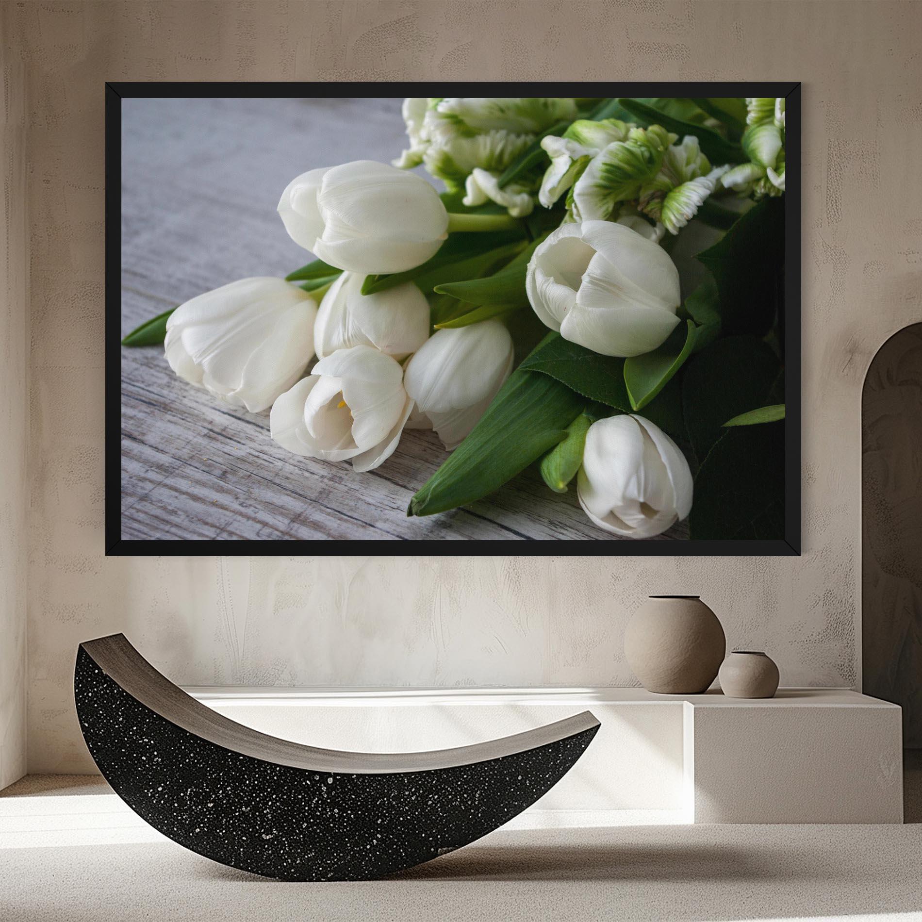 Картина на платно White Tulips Bouquet mockup 8