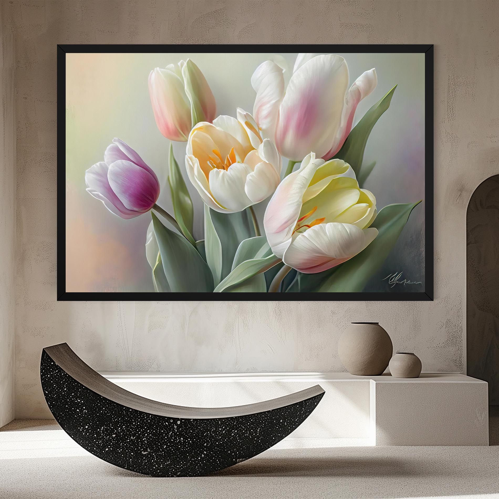 White Tulips Painting mockup 8