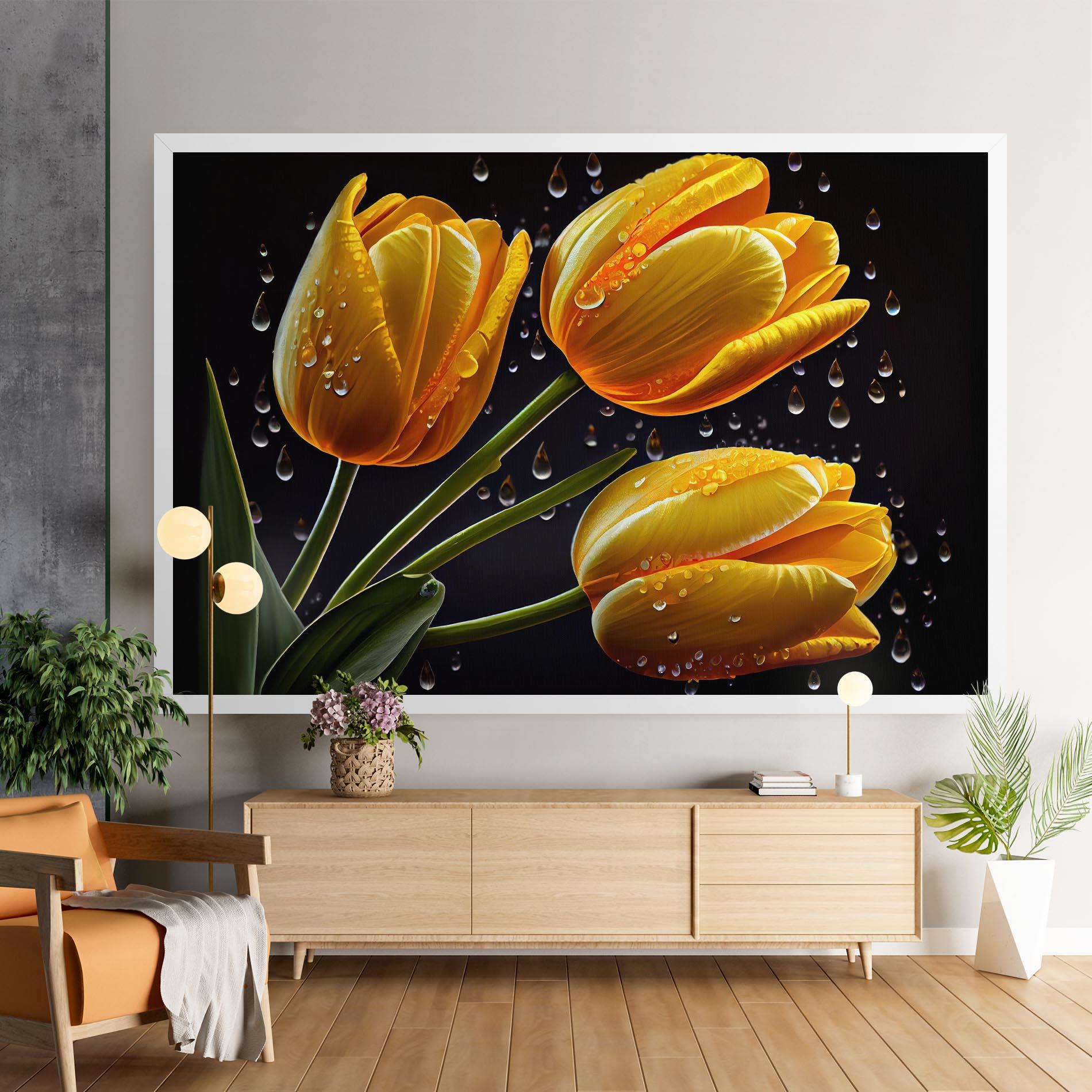 Картина на платно 3 Yellow Tulips mockup 9