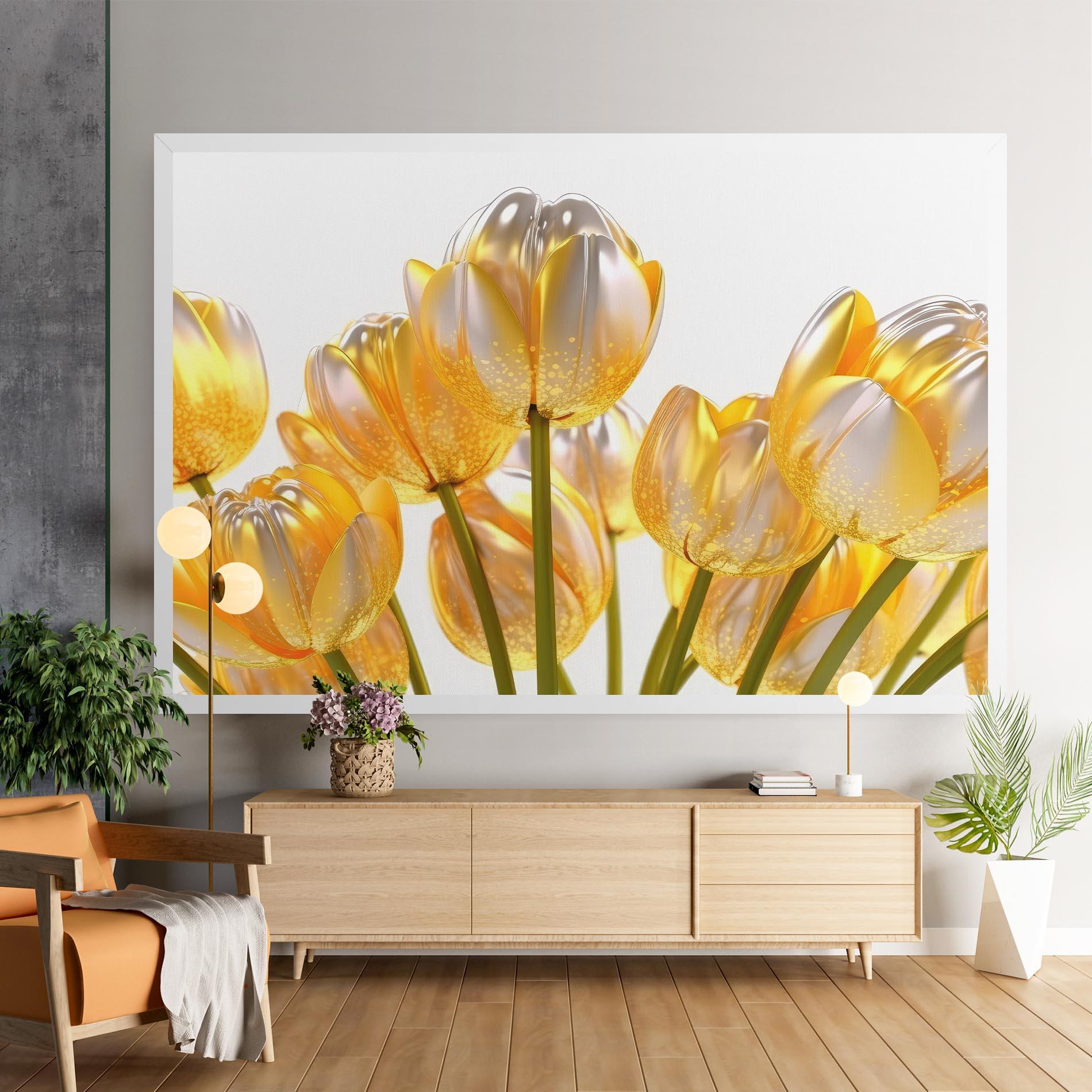 Картина на платно Gold White Tulips mockup 9