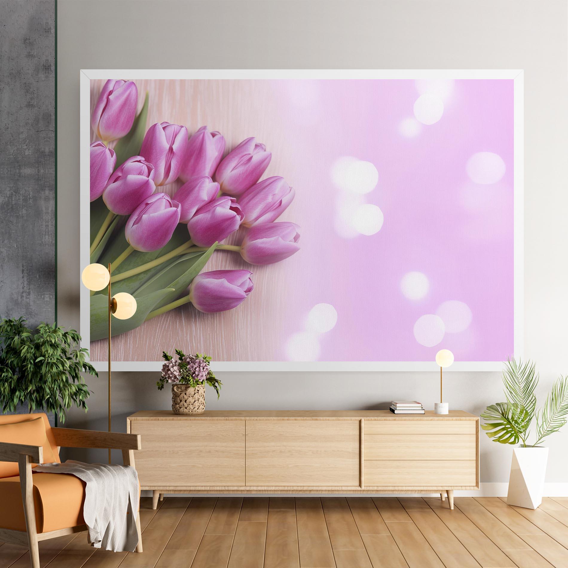 Картина на платно Pink Tulip Flowers mockup 9