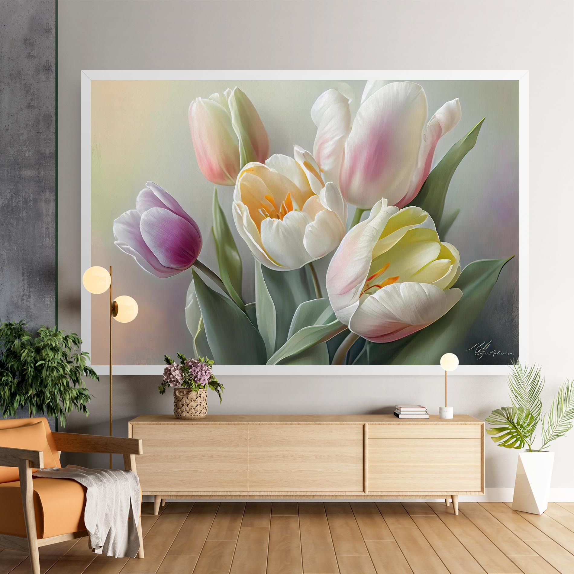 White Tulips Painting mockup 9
