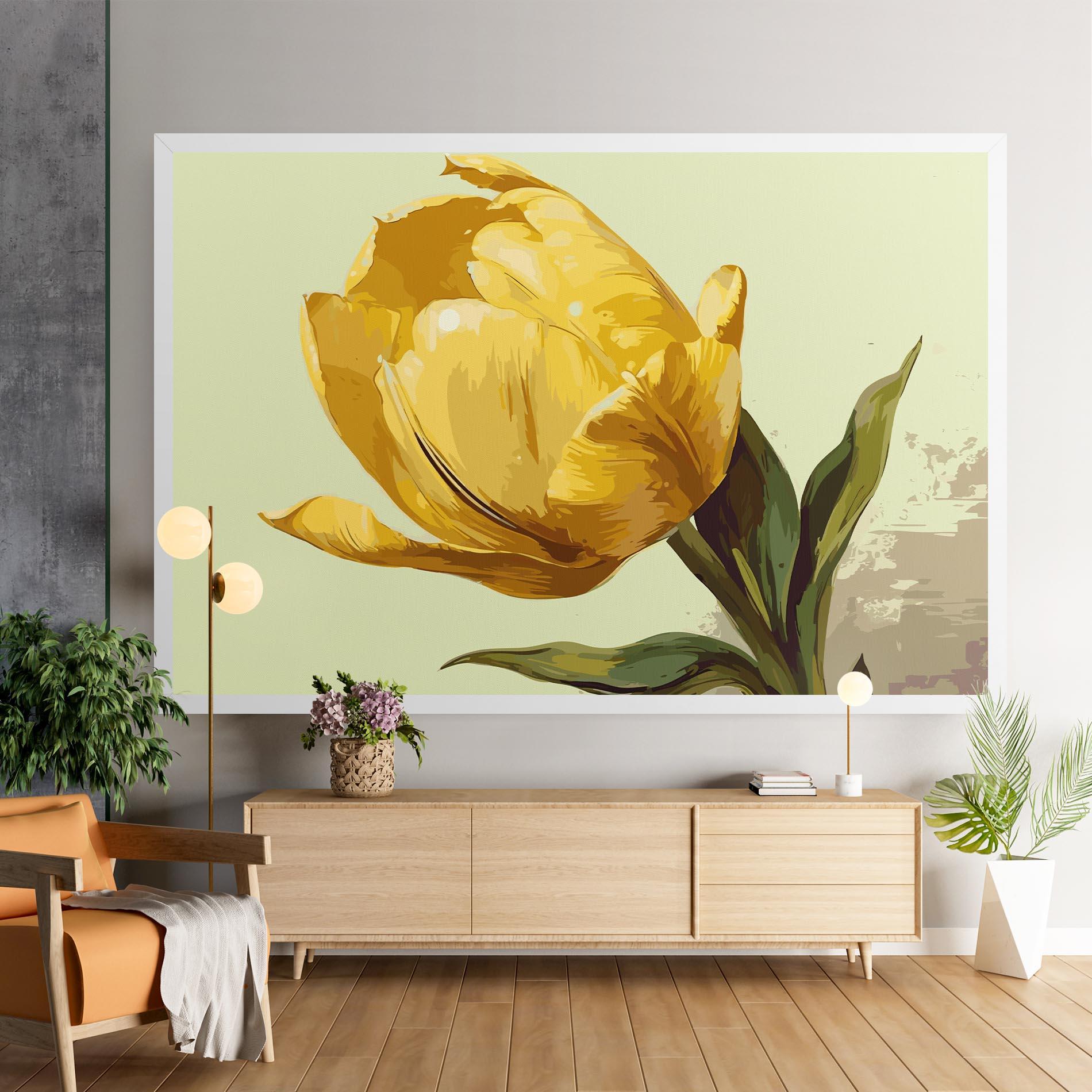 Картина на платно Yellow Shiny Tulip mockup 9