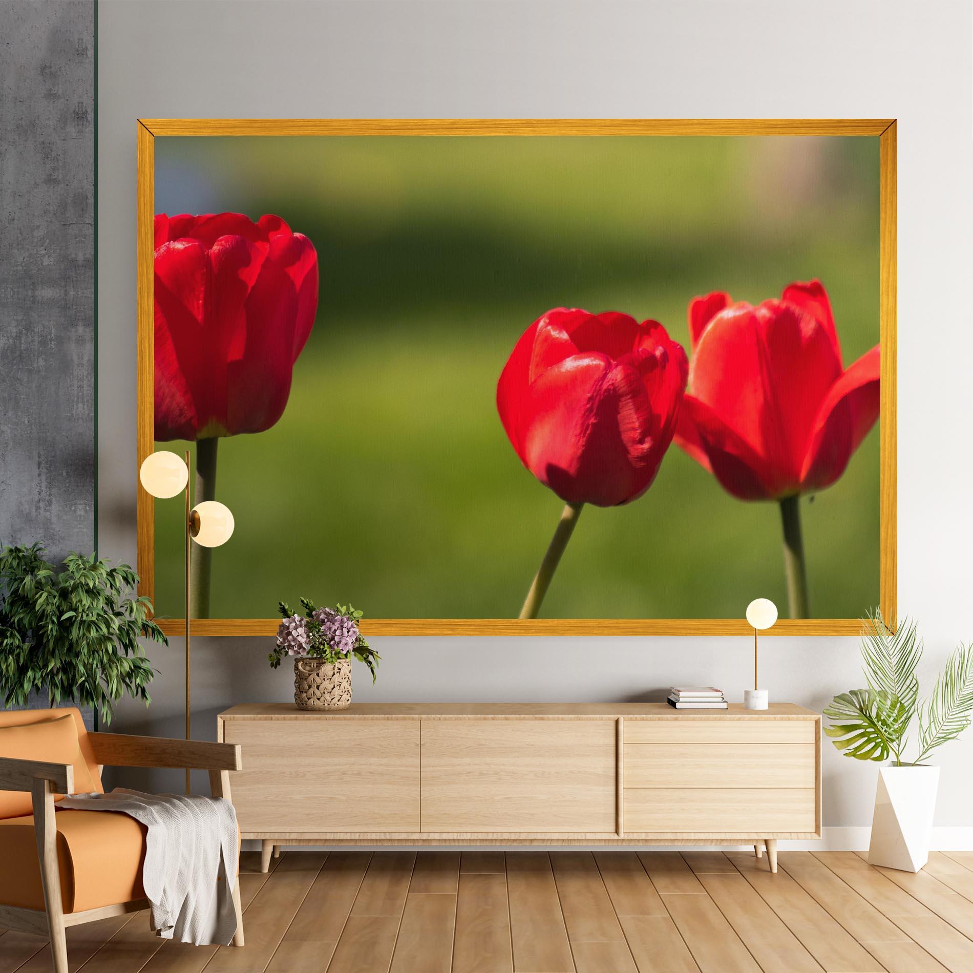 Картина на платно 3 Red Tulips mockup 9
