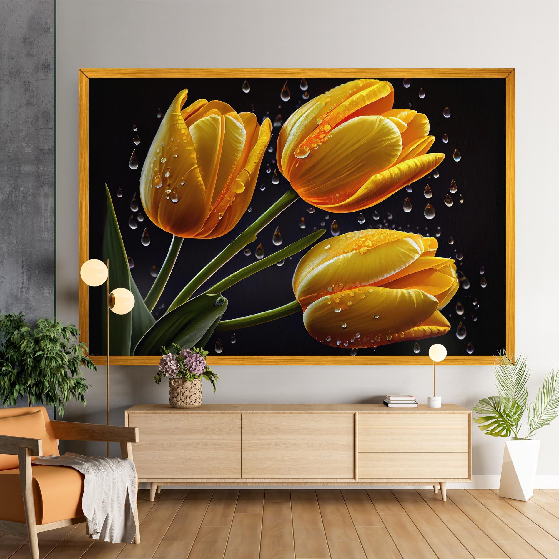 Картина на платно 3 Yellow Tulips mockup 9
