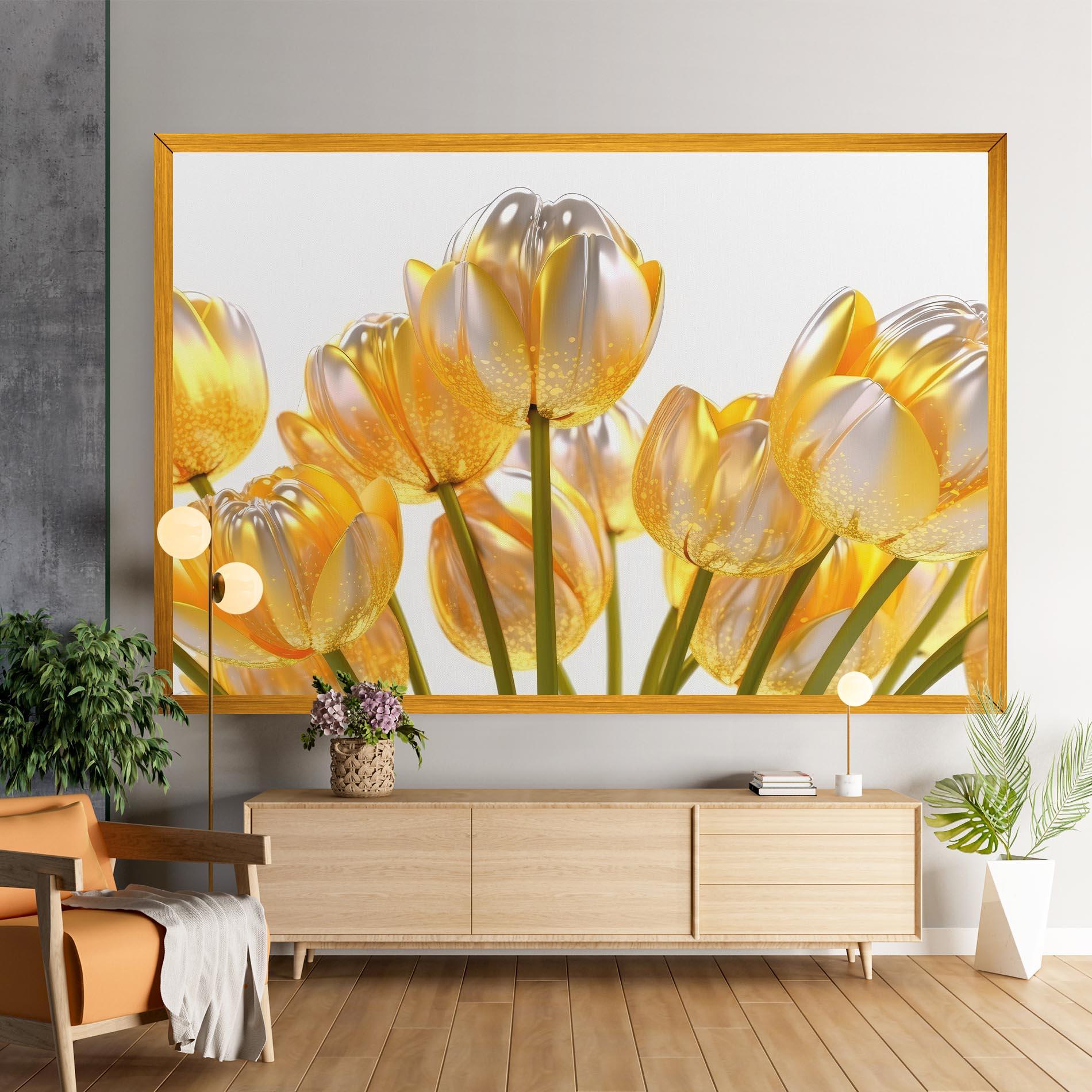 Картина на платно Gold White Tulips mockup 9