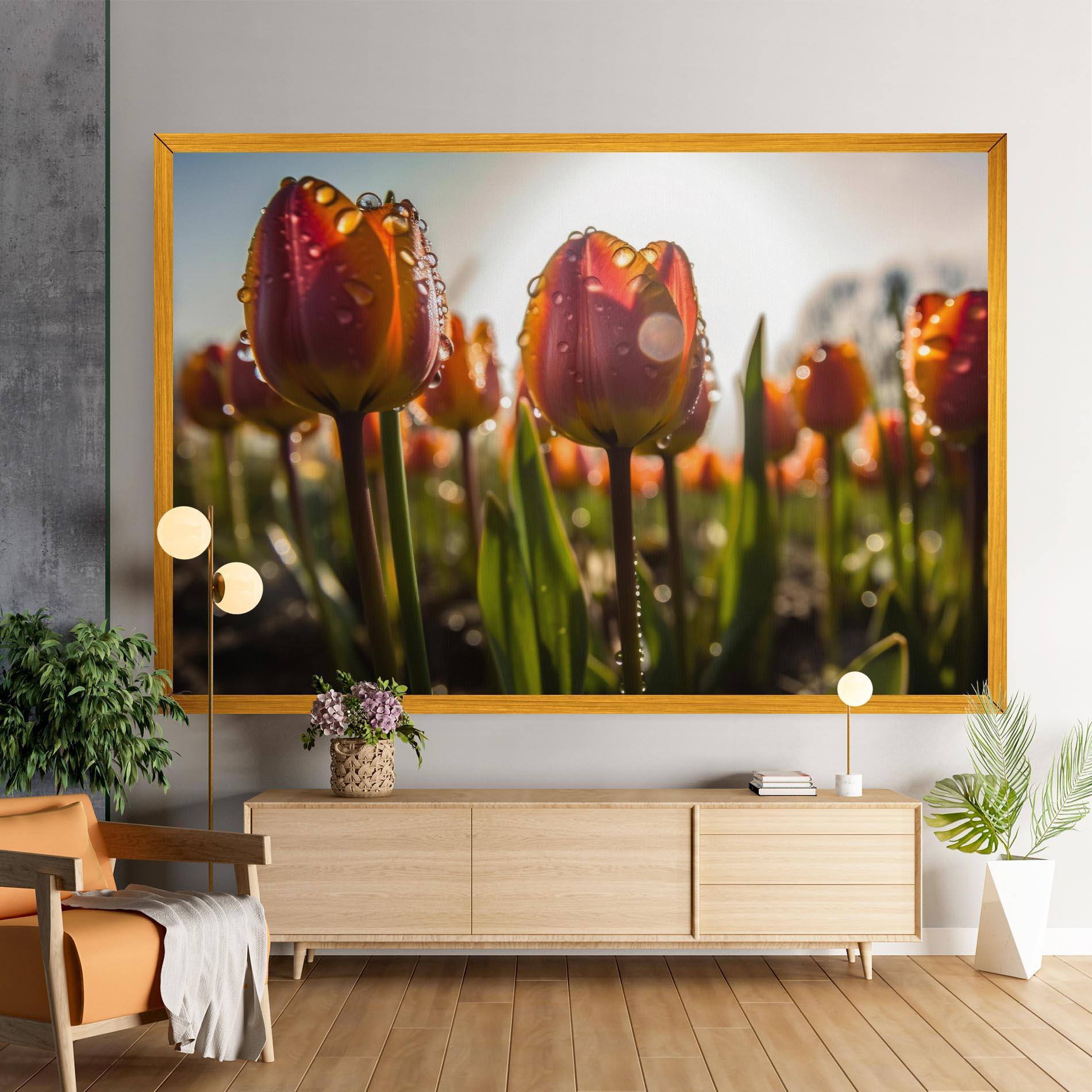 Картина на платно Orange Tulips After Rain mockup 9