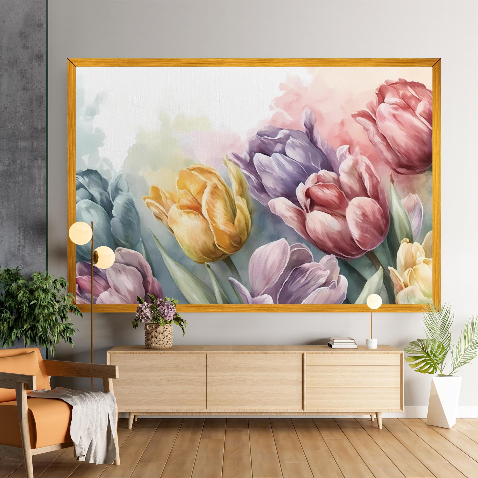 Картина на платно Pastel Tulips mockup 9
