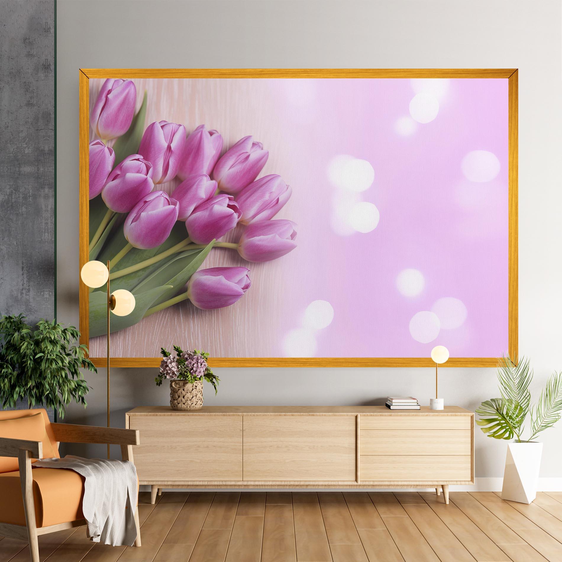 Картина на платно Pink Tulip Flowers mockup 9