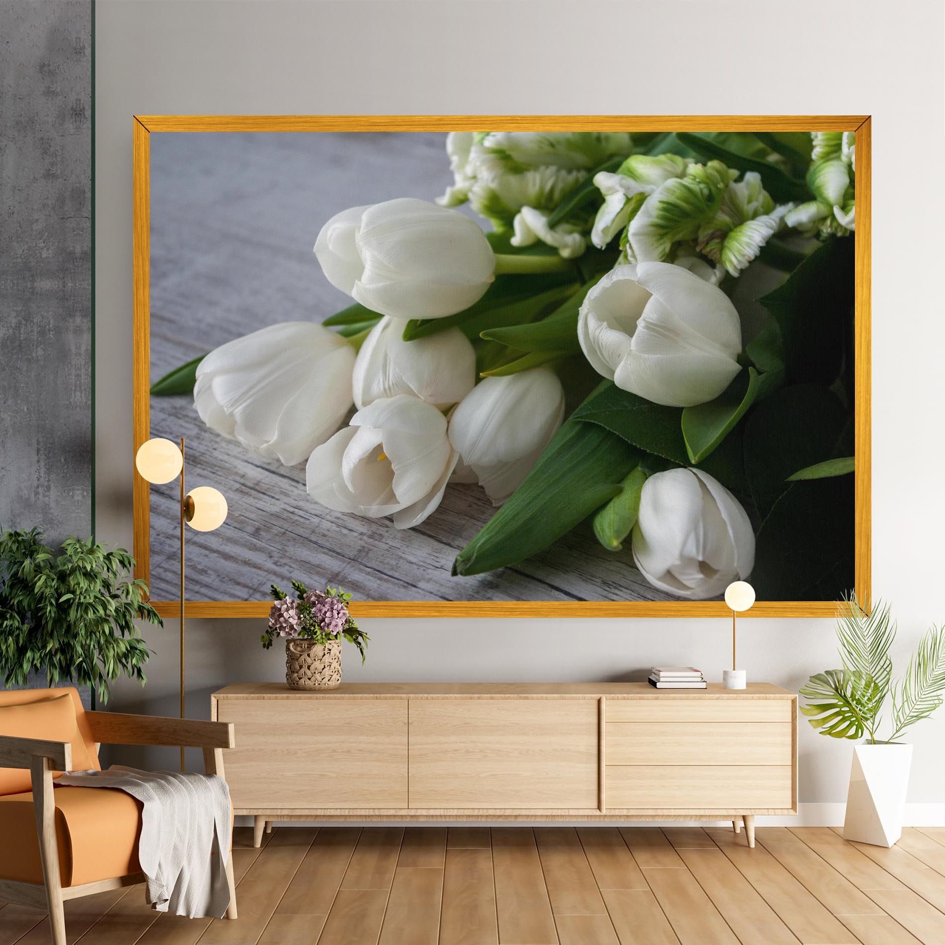 White Tulips Bouquet mockup 9