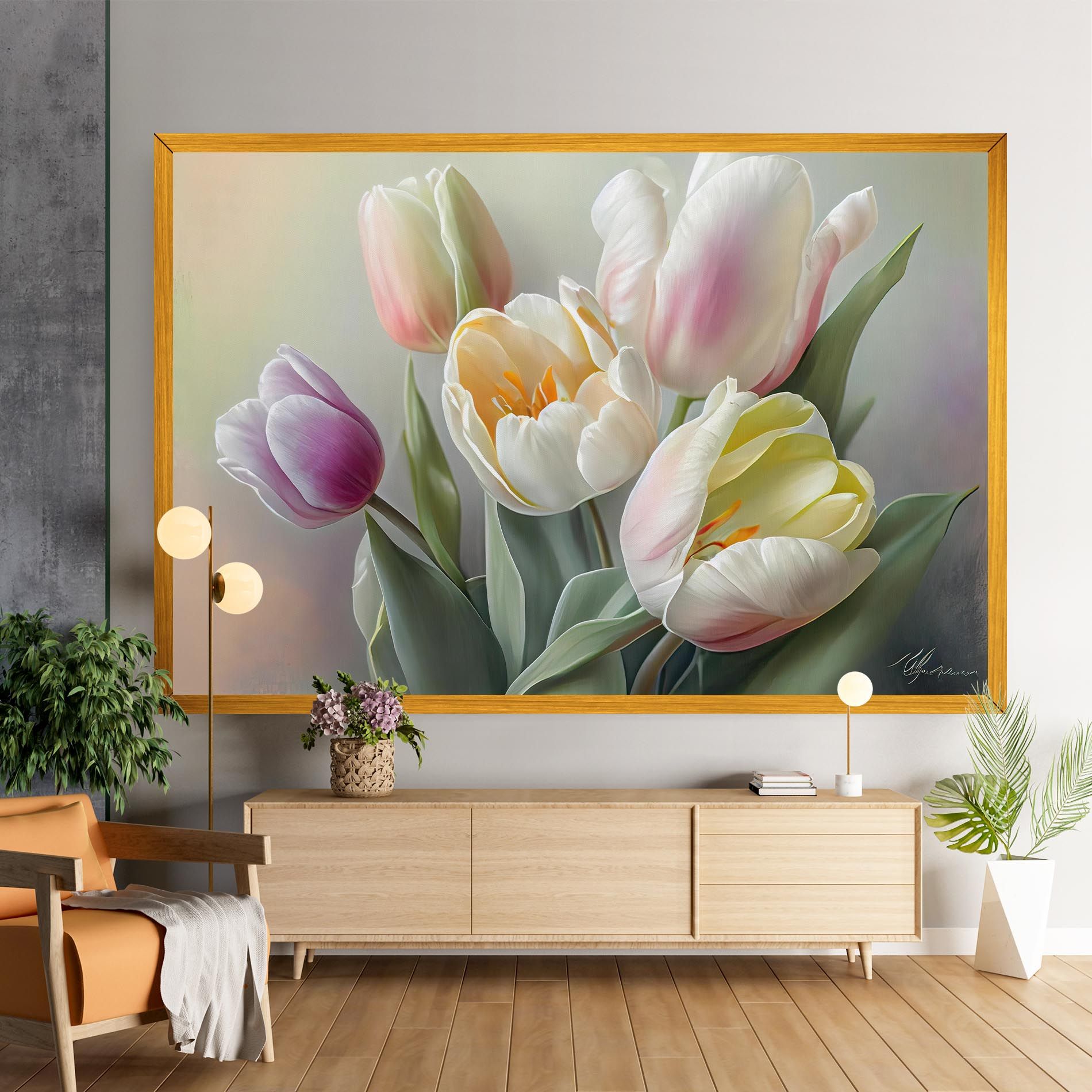 White Tulips Painting mockup 9