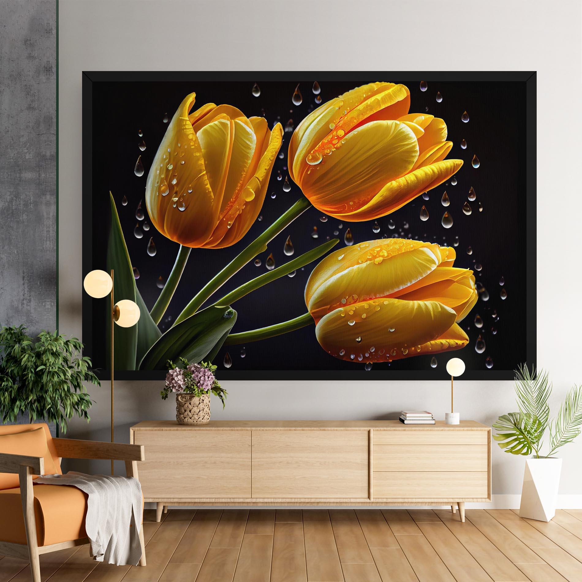 Картина на платно 3 Yellow Tulips mockup 9