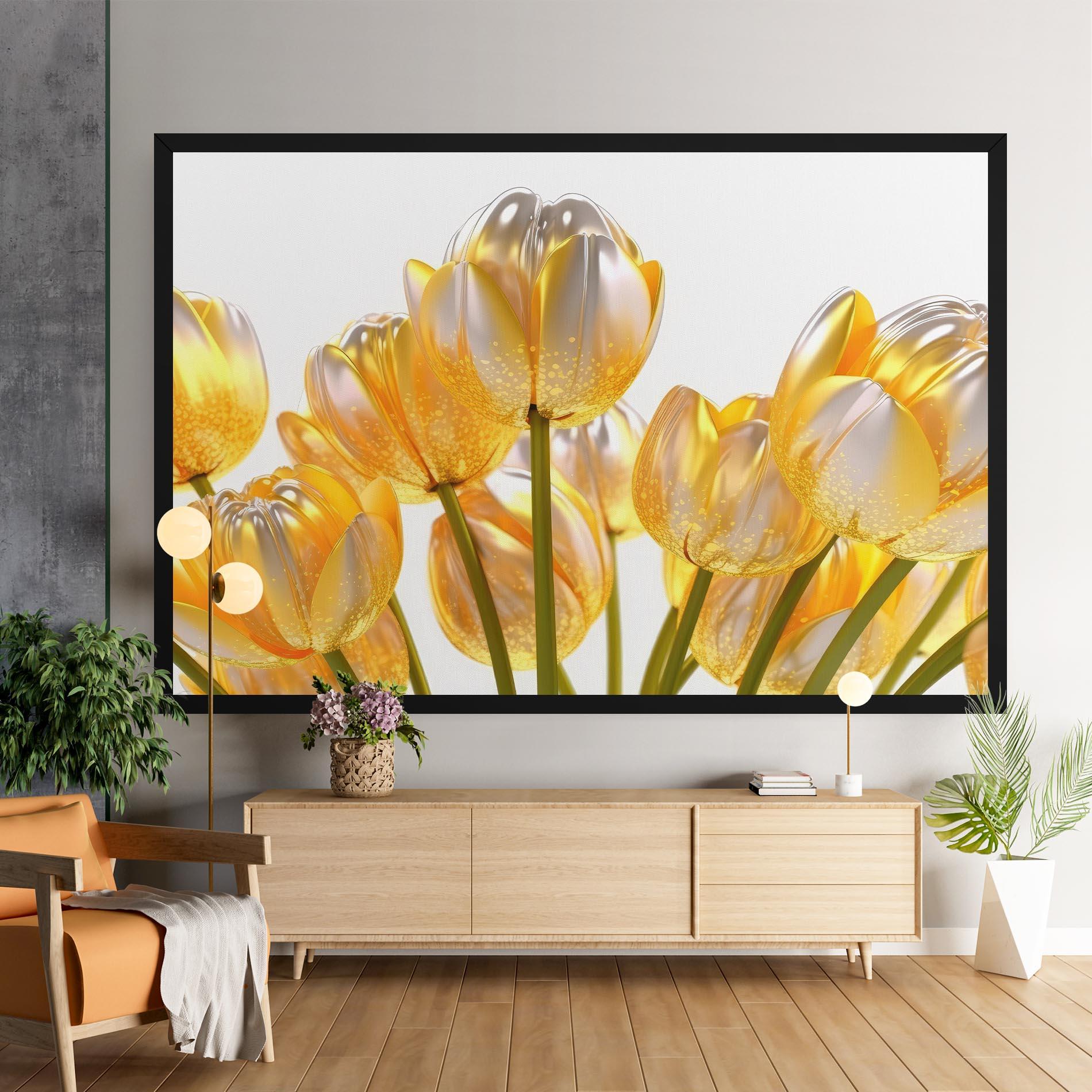 Картина на платно Gold White Tulips mockup 9