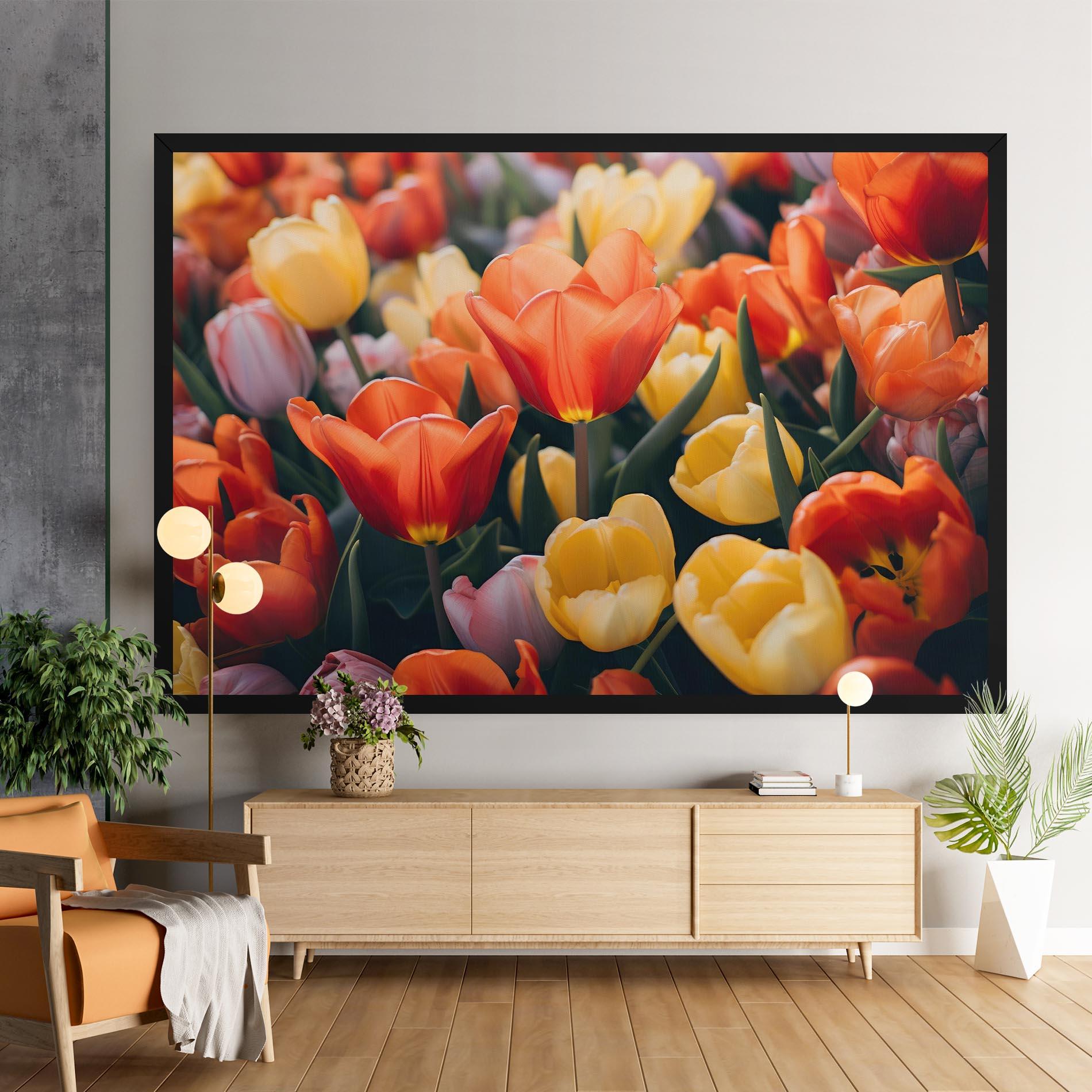 Картина на платно Orange Yellow Tulips mockup 9