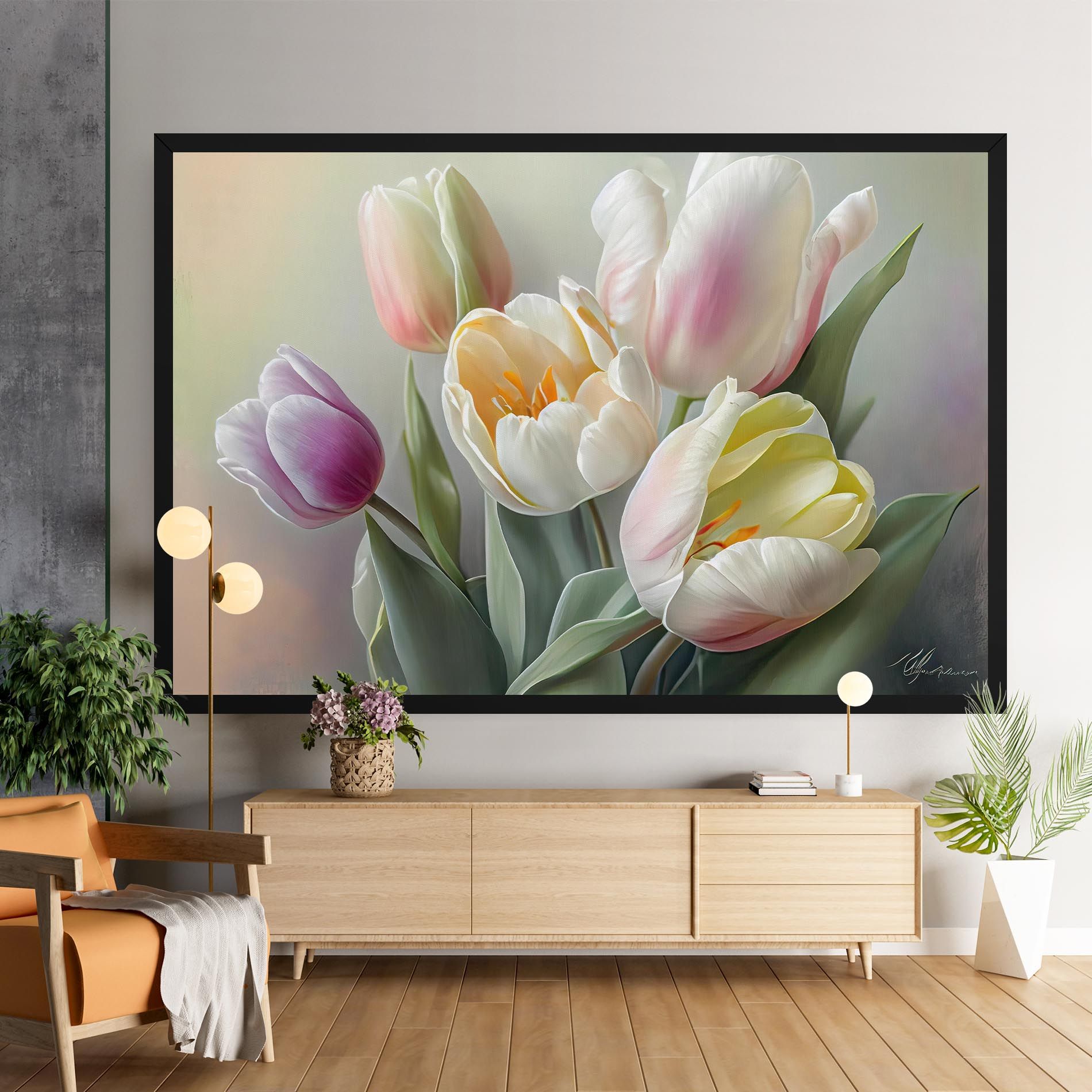 White Tulips Painting mockup 9