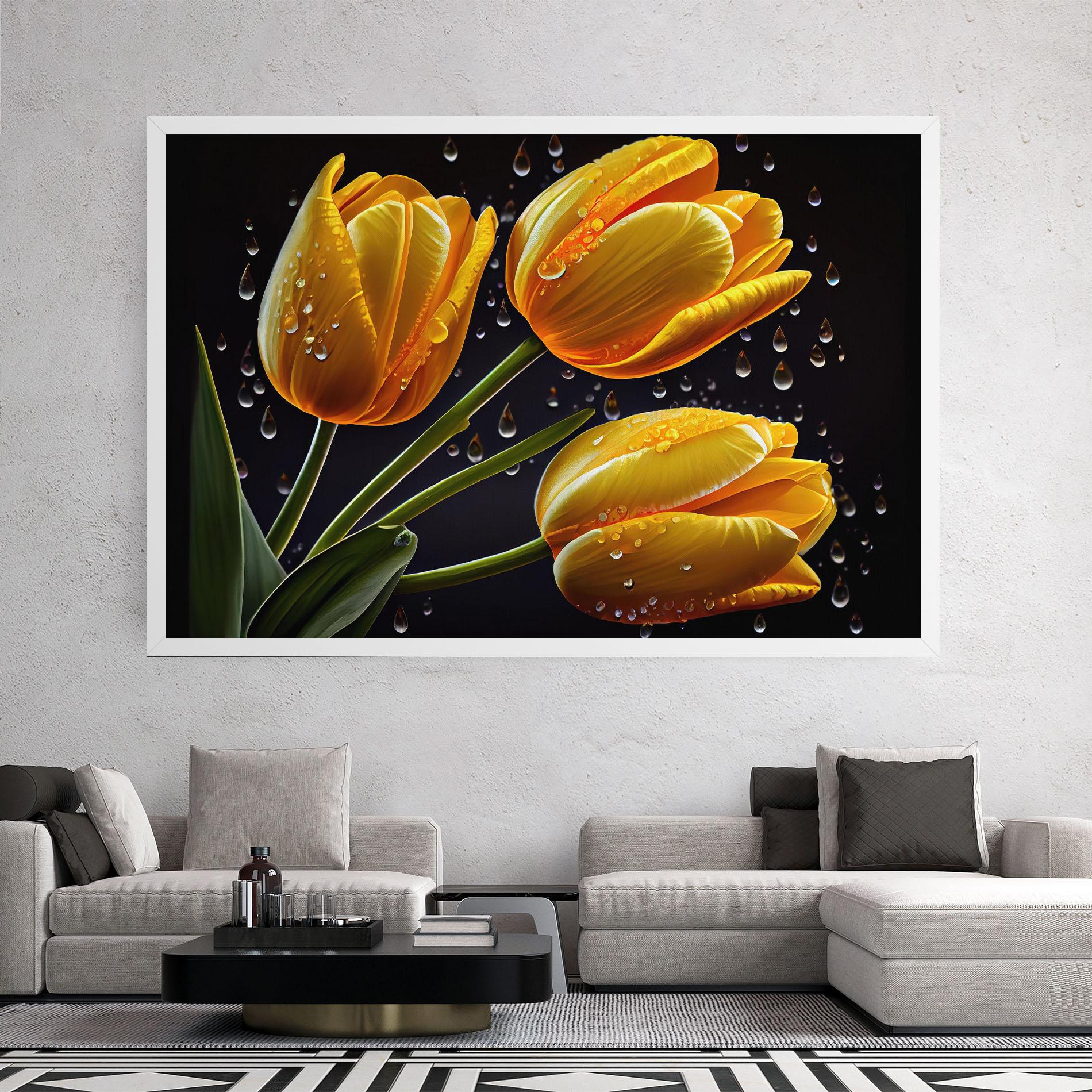 Картина на платно 3 Yellow Tulips mockup 2