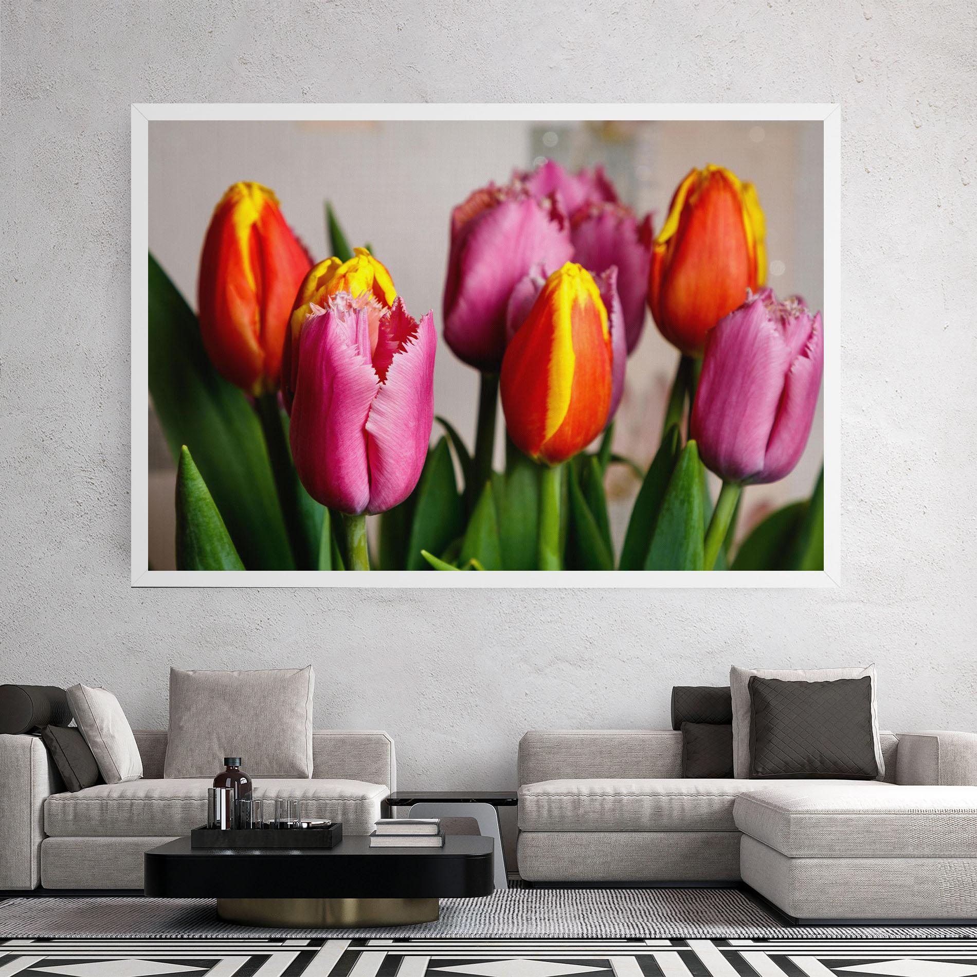 Картина на платно Pink Orange Tulips mockup 2