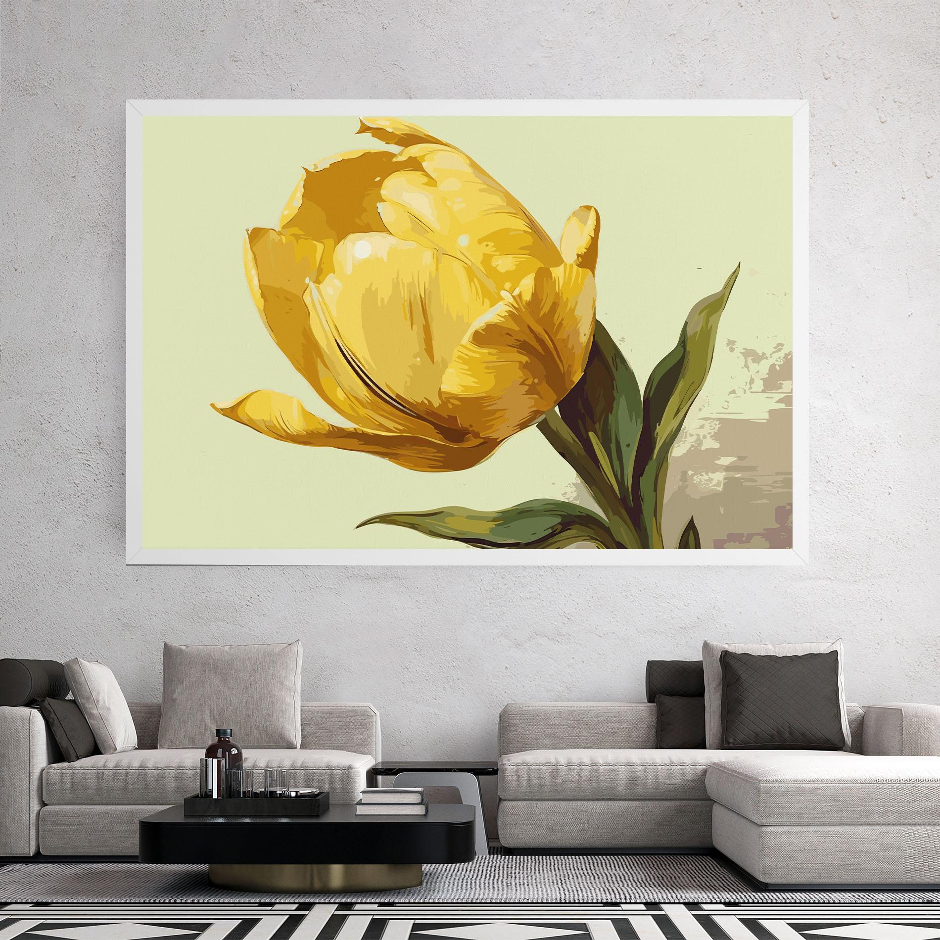 Картина на платно Yellow Shiny Tulip mockup 2